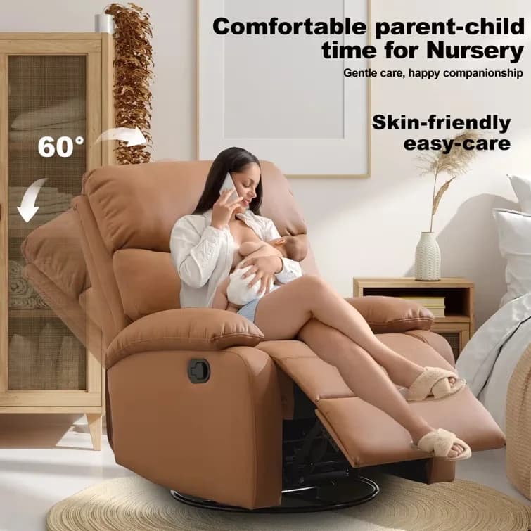 Quality Patio Chair with Lumbar Support, Modern - Beige Leather for Small, Living Model E1F34B