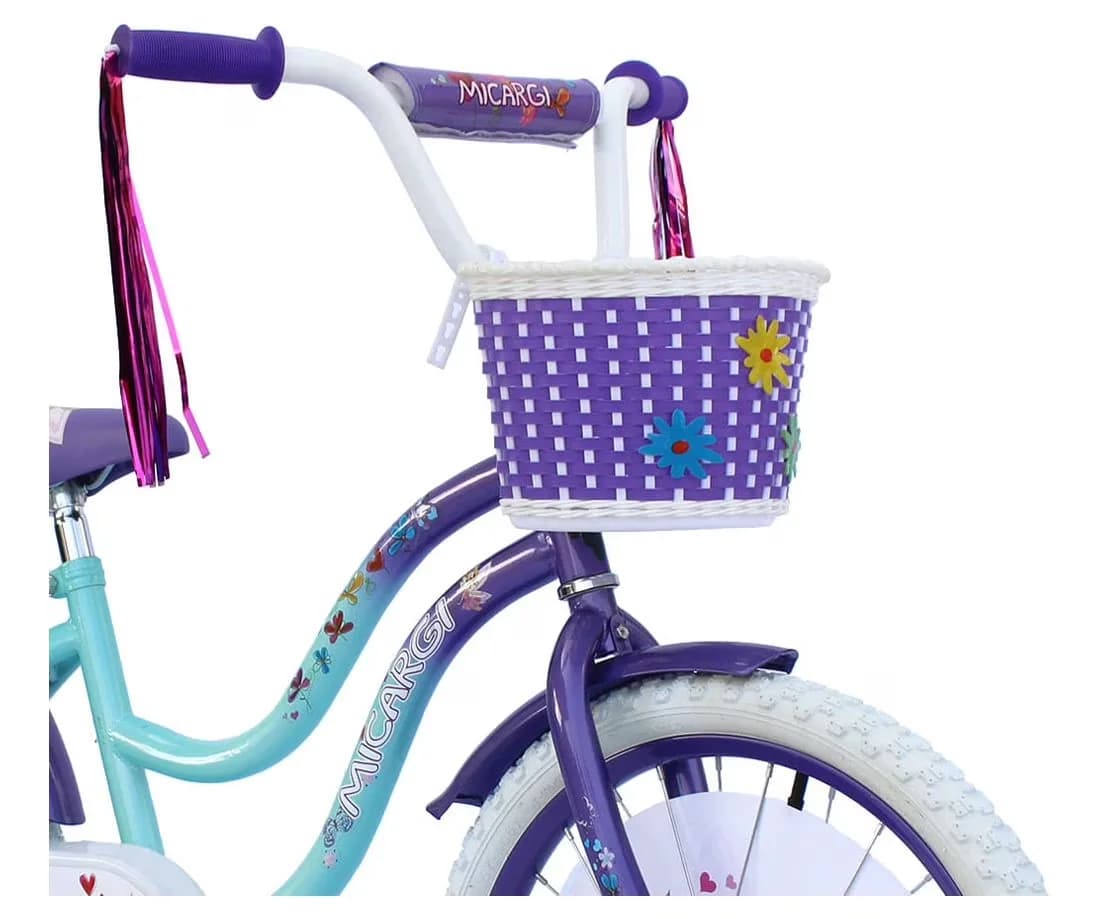 Compact Kids Bike with Adjustable Seat Height, White Full cover Chain Guard - Purple Model C27701
