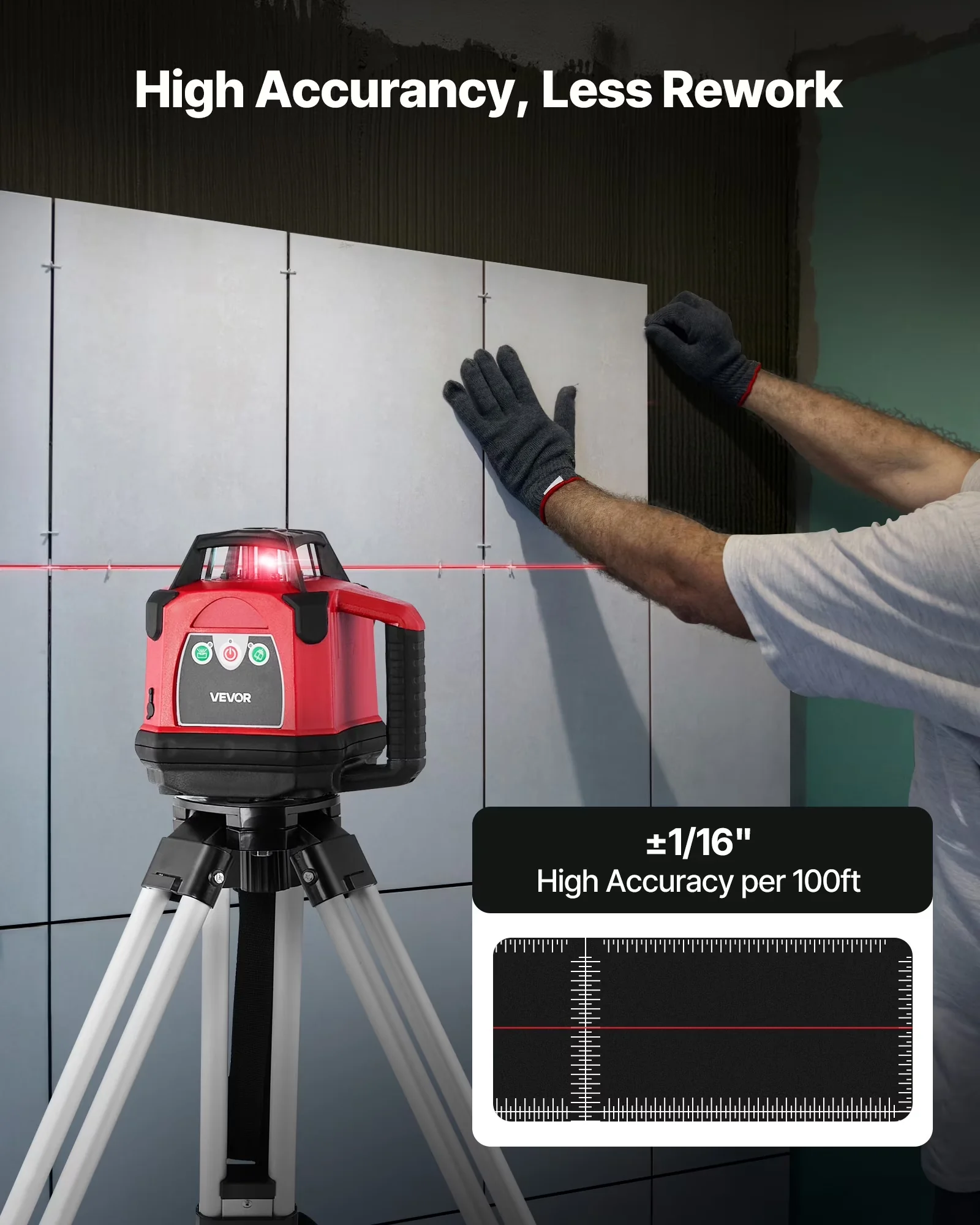 Reliable Measuring Layout with Battery, Heavy Duty - Abs,Aluminum Alloy Red Model 0AE2D3