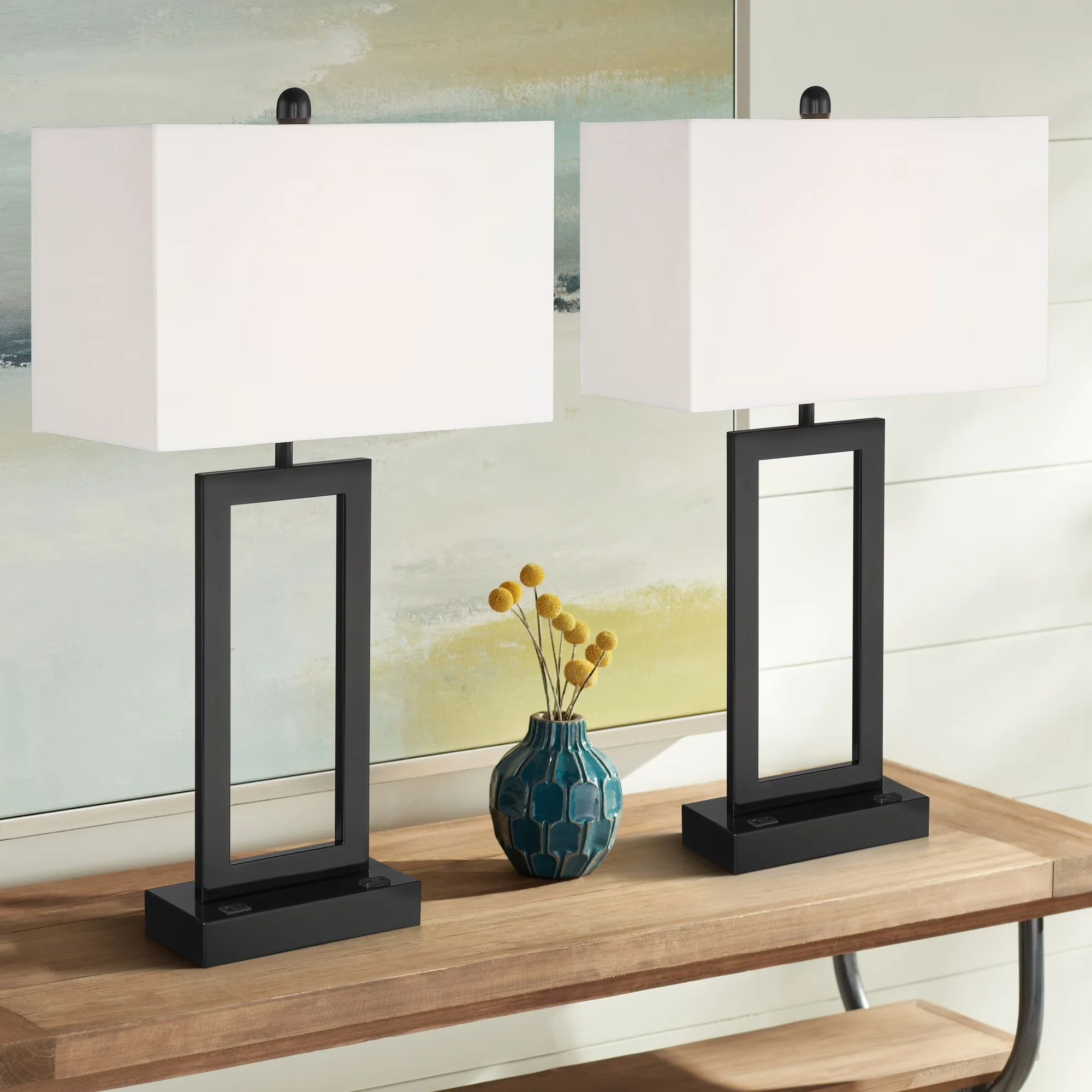 Lamp Set Modern with LED, Contemporary - Metal Black Todd - Rustic Charm Model 209F3F