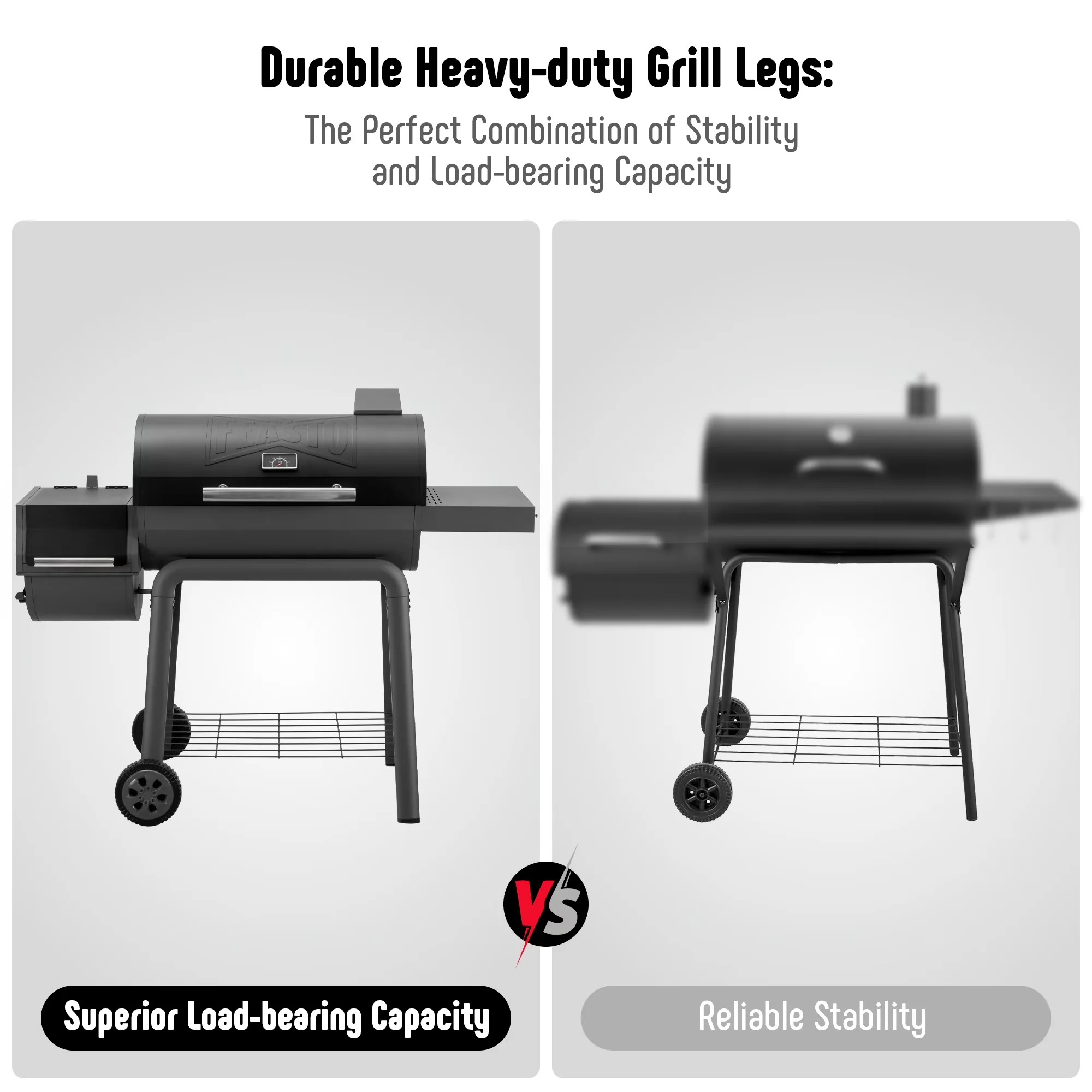 Reliable Smoker with Storage Rack, Heat Thermometer, Rust Resistant - Steel Black Model CB2B8E