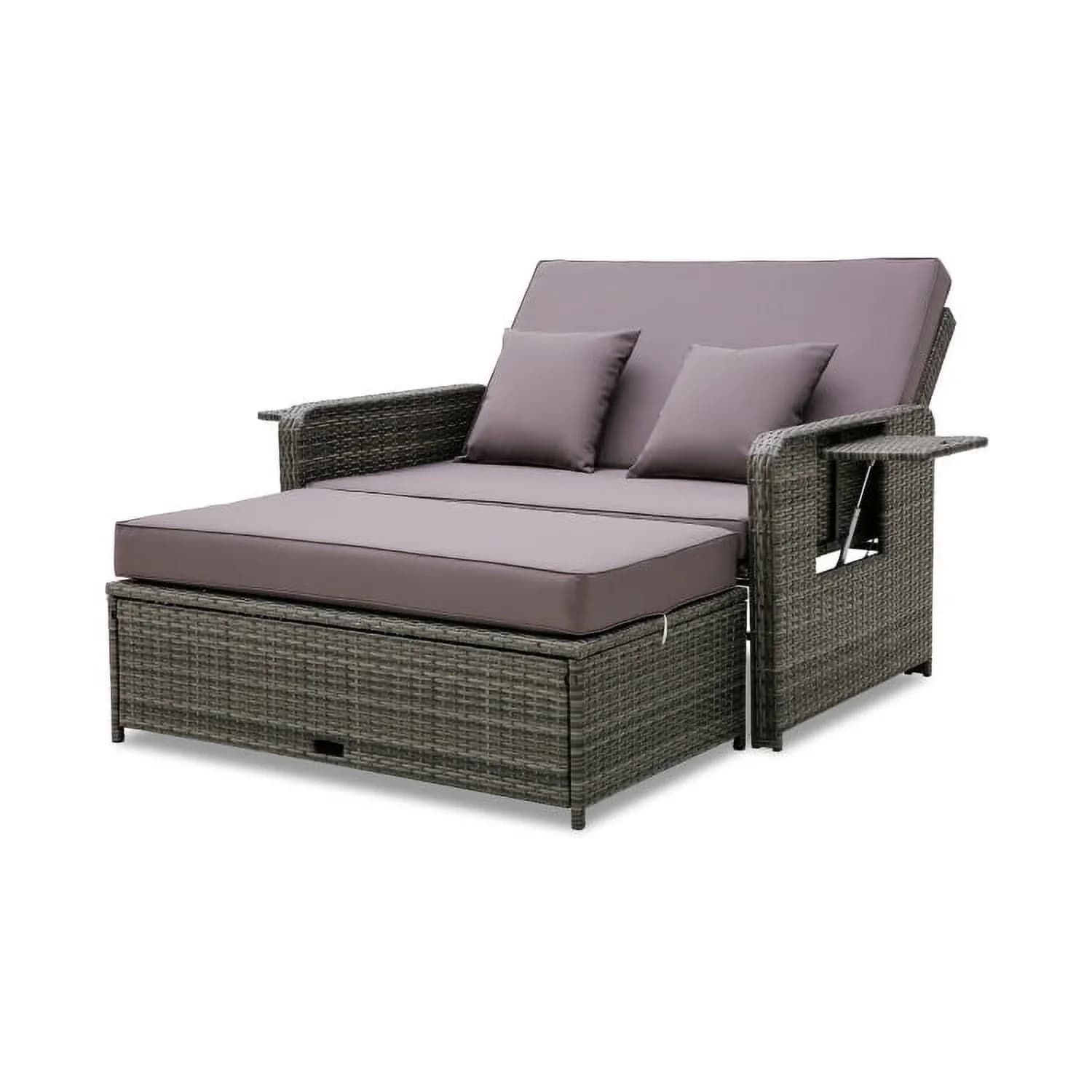 Stylish Outdoor Sofas Sectional with Modern, Storage, Dimension of Ottoman:43.5" x 24" x 12.5" - Pe Rattan, Metal, Polyester, Sponge... Model 8C1552