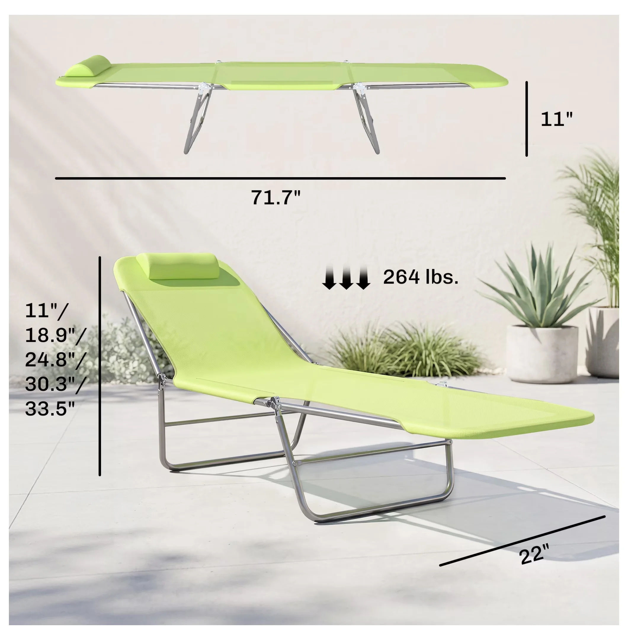 Efficient Beach Chair with Adjustable, Folding, Folding Chaise Lounge - Multicolor Model C12E0C