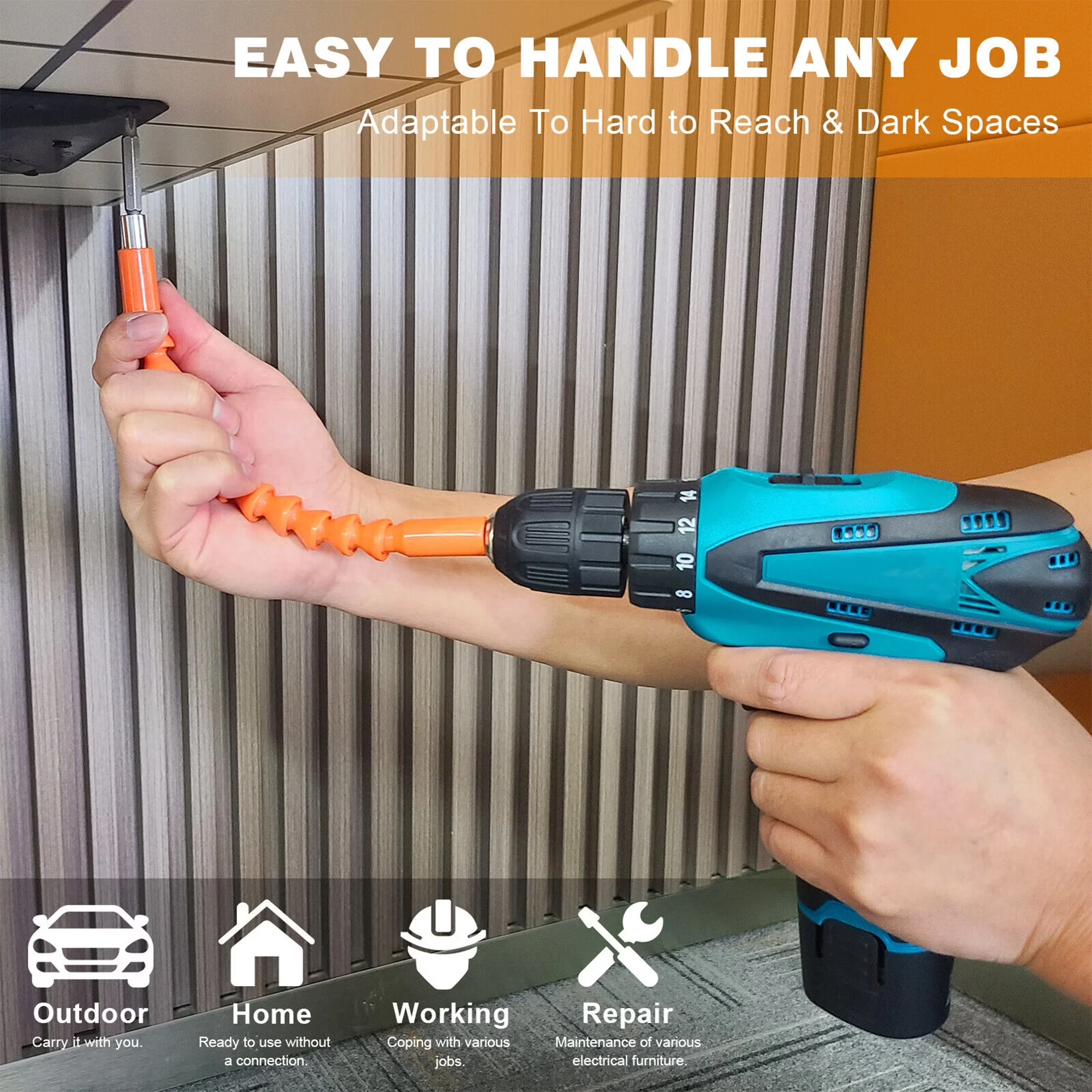 Drills Driver Durable with Battery, LED, Cordless Drill Set - Blue 1.7 lbs for Home Model 4CB2B7