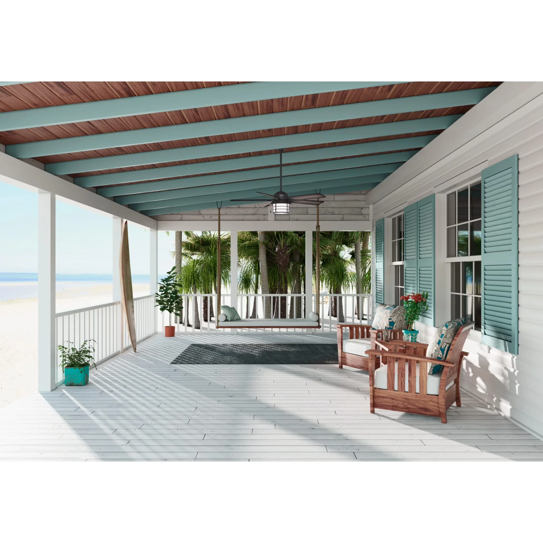 Innovative Ceiling Fan with LED, Reverse Airflow - Silver Glass for Living Room, Bedroom Model 9A8518