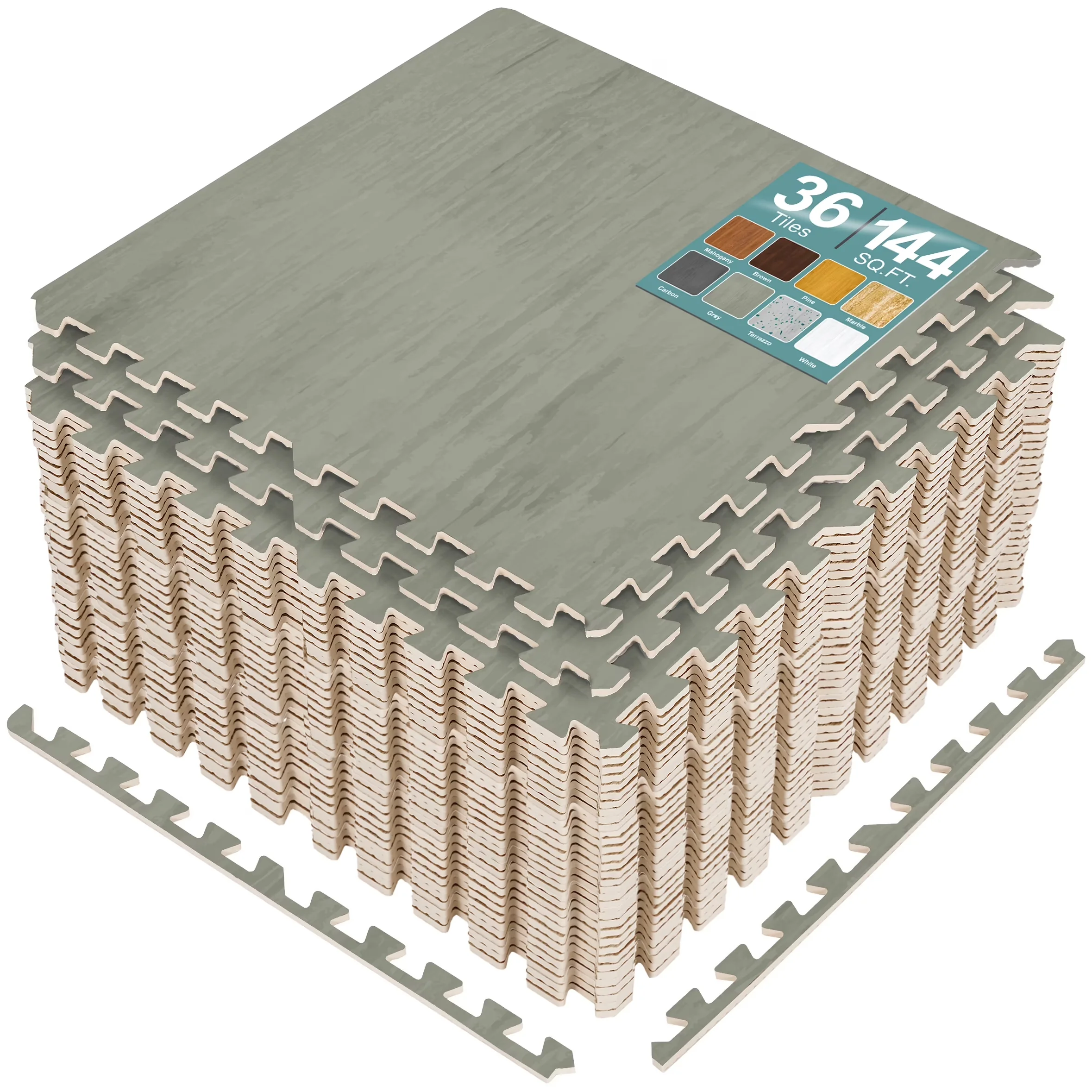 Innovative Grey Vinyl Flooring Vinyl Plank Flooring with Waterproof, Waterproof Wood Grain Foam Floor Tiles, 144 Sq Ft - Gray 24" x... Model D62256