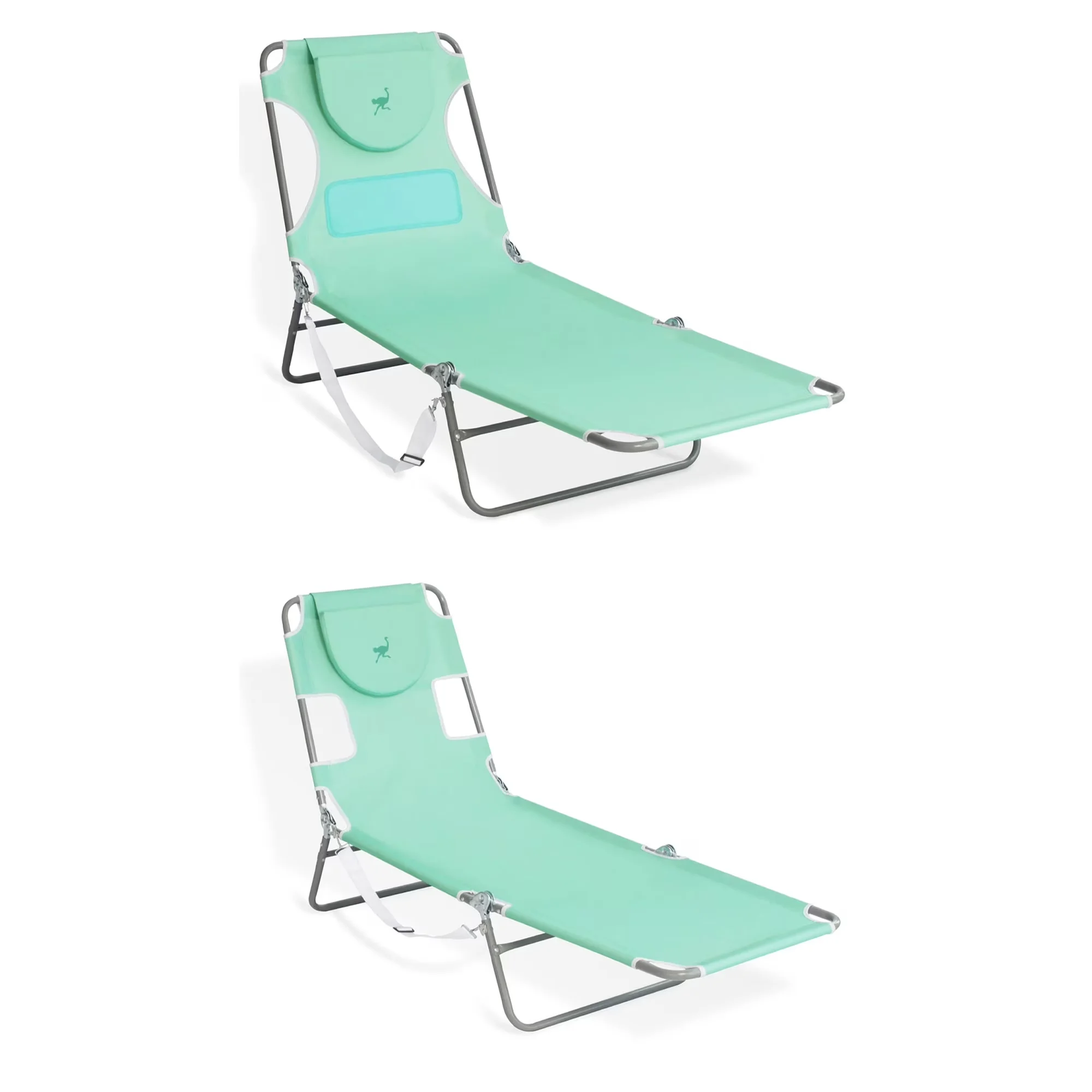 Beach Chair Sleek with Folding, Teal - Teal/Green Chaise - Long-Lasting Performance Model E6EA94