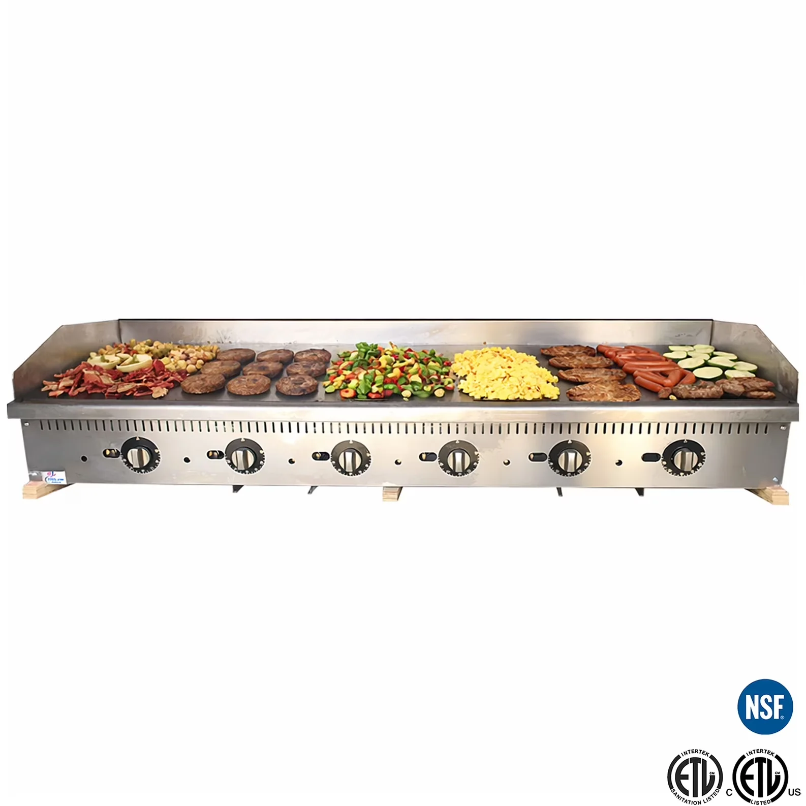 Classic Flat Top Grill with 168000 BTU, 6 Burners, NSF & ETL - Silver Stainless Steel Model 7AF7B8