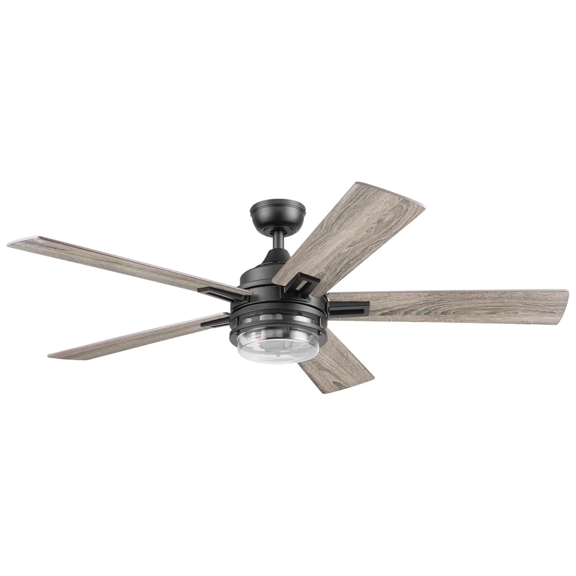Ceiling Fan Versatile with LED, Farmhouse, Myers Park 52" w/ Remote - Black Glass Model F577DA