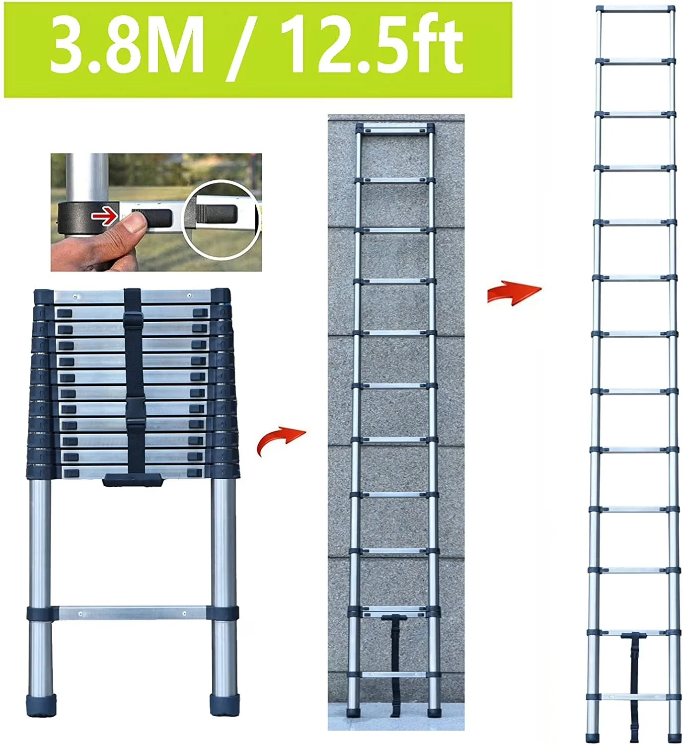 Reliable Ladders And Step Stool with Adjustable, Safety Grates, Telescoping - Black Stainless Steel for Rv Model 0E3539
