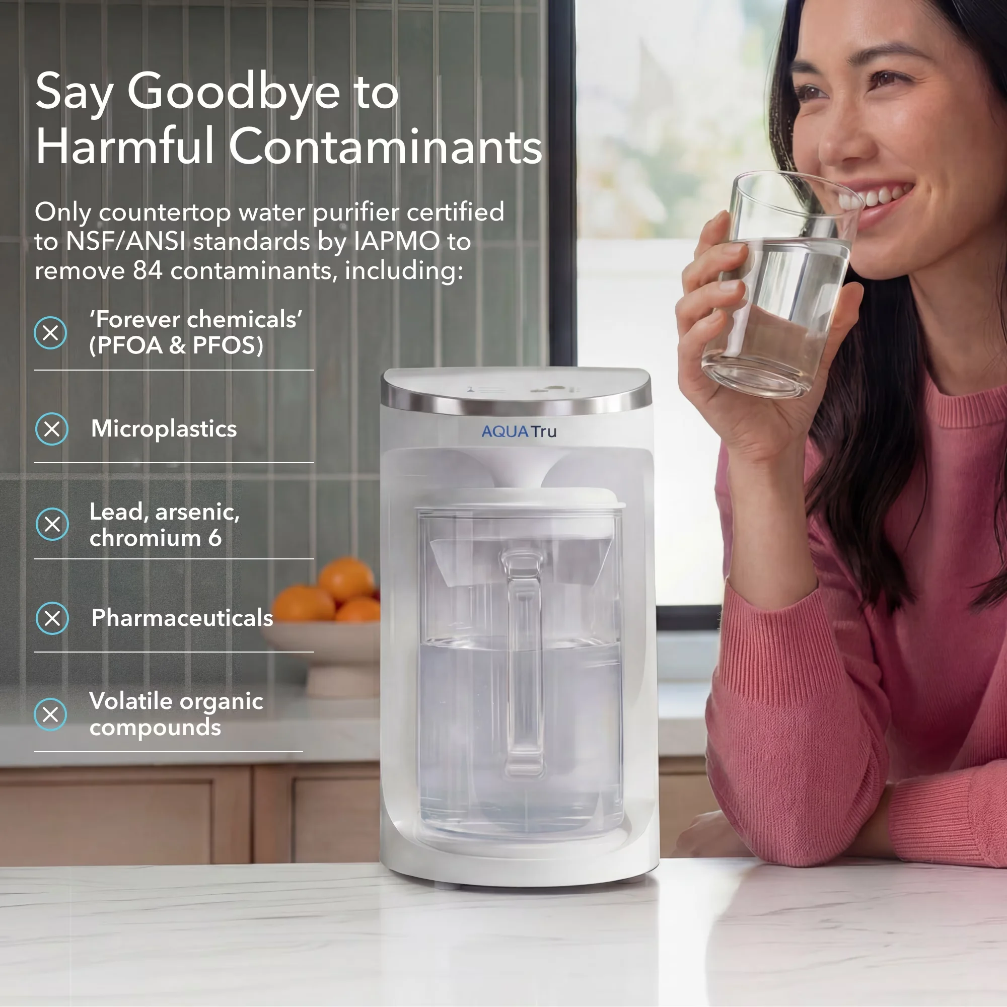 Stylish Water Filtration with 14x7.5x13 in, 4-Stage Reverse Osmosis, Glass Carafe - Glass Model 041D34