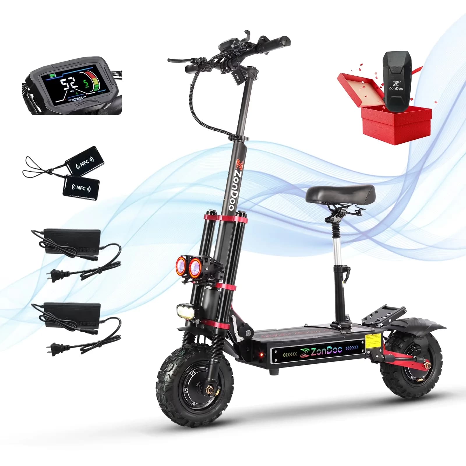 Premium Scooter with 6000W, Headlights, Foldable - Aluminum - Sleek Profile Model E0657C
