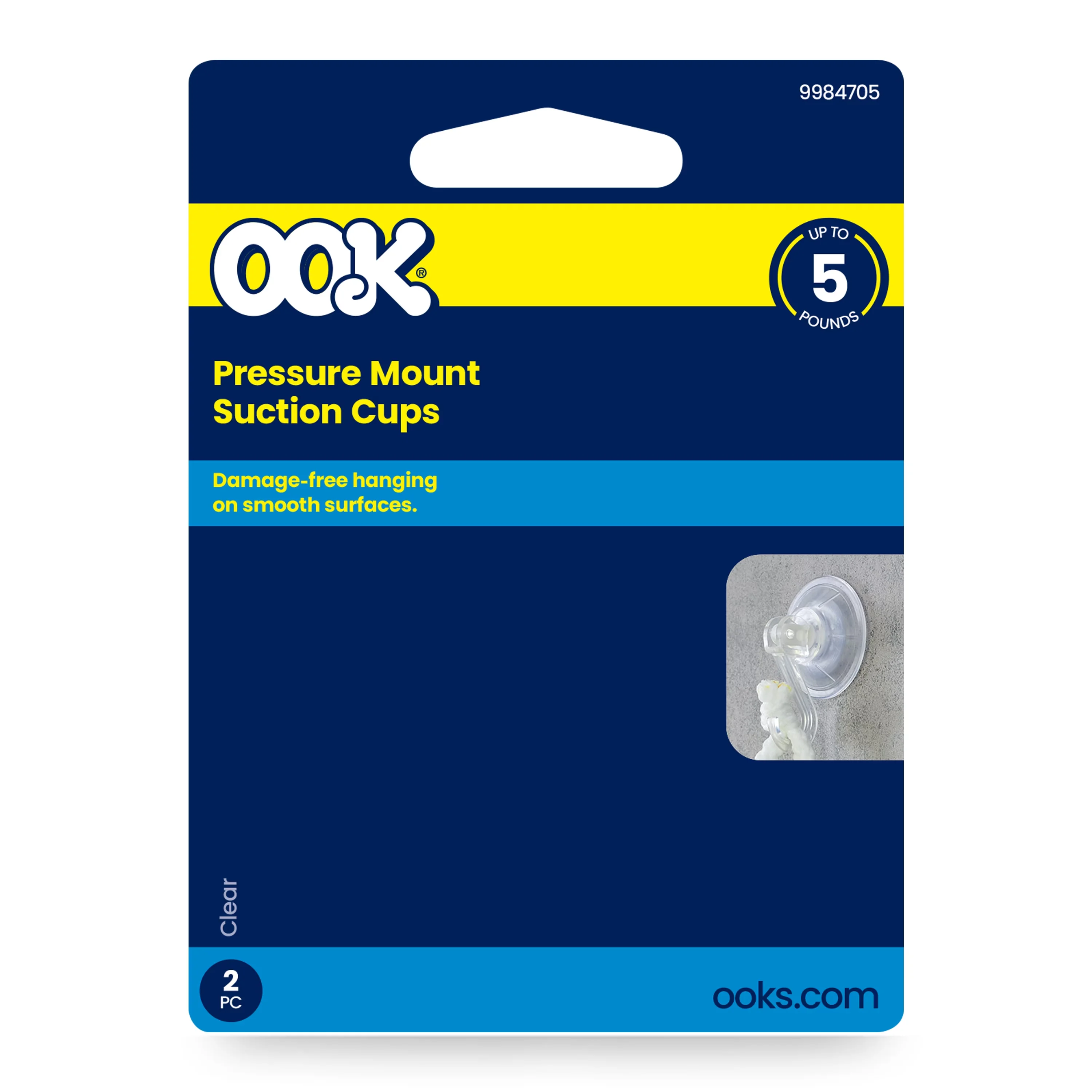 Damage-Free Hanging Versatile with Foldable, 2 pack, Includes 2 pressure mount suction cups - Clear Plastic Model 2EA257