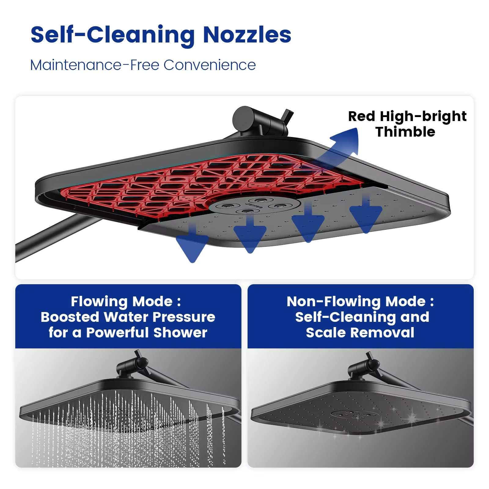 Compact Shower Head with Self-Cleaning, Simple Installation, 71" Hose - Black Abs Model 897FBC