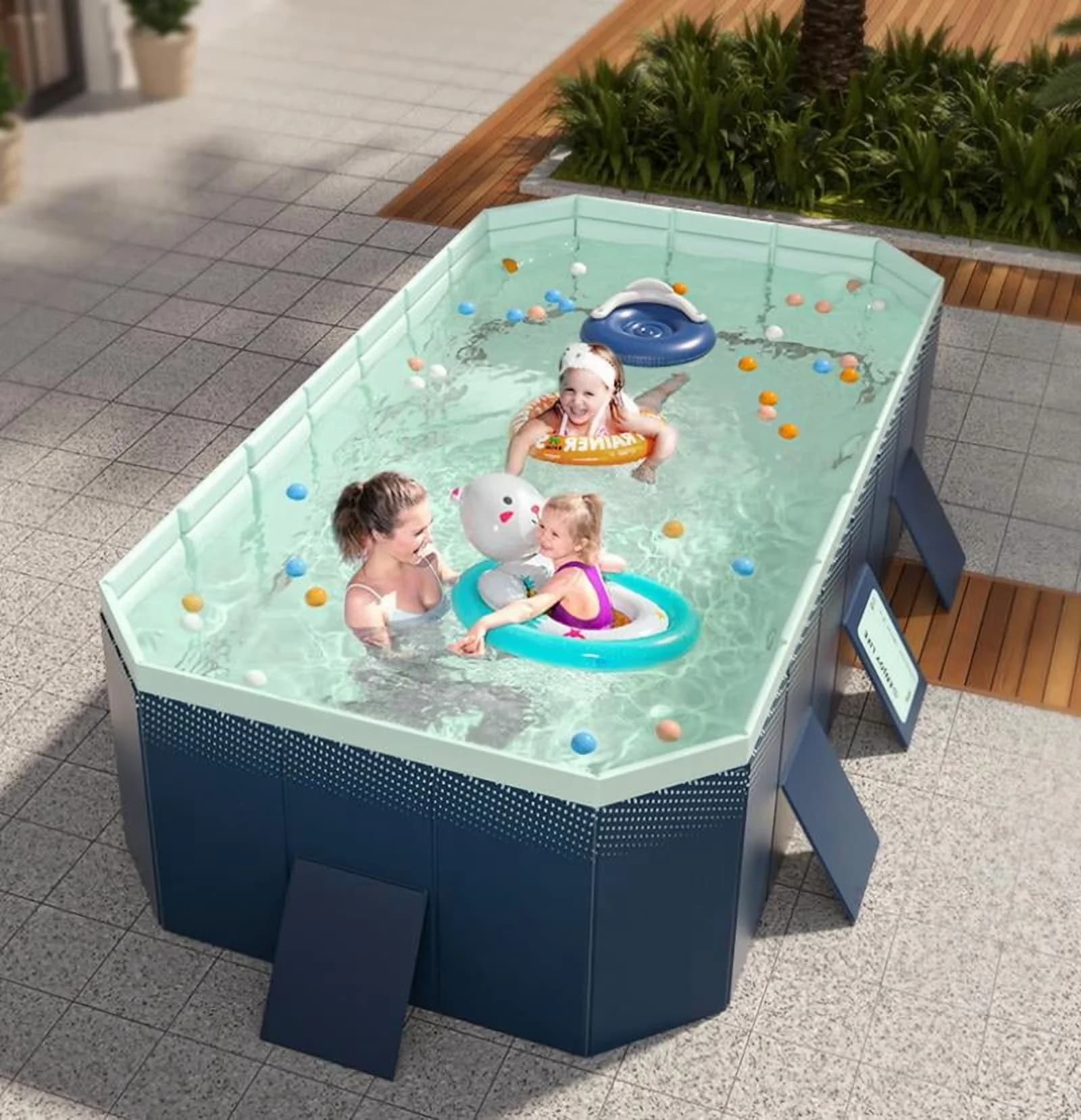Essential Inflatable Pool with Foldable - Blue for Outdoor - Residential Grade Model CED7EB