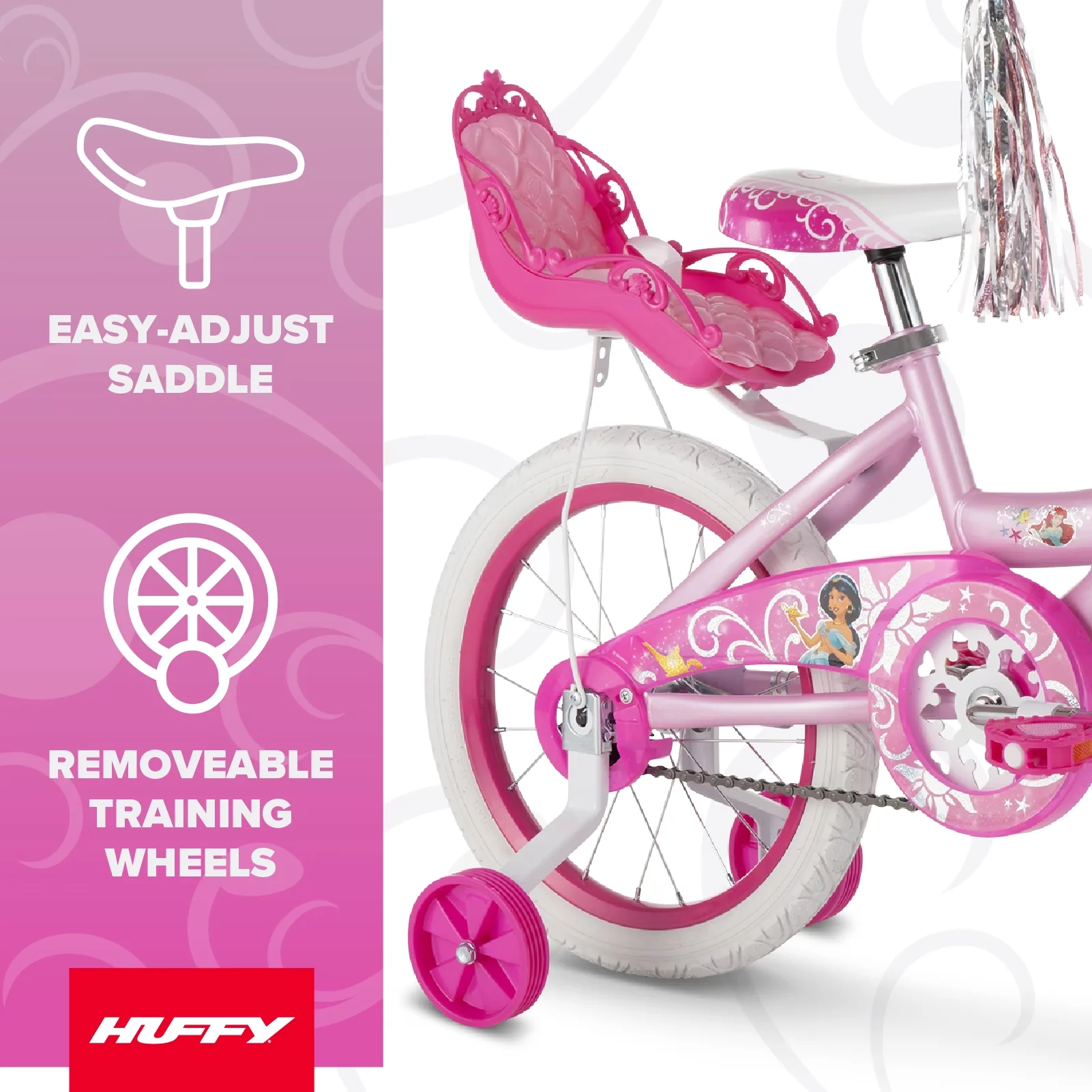 Classic Kids Bike with Adjustable Seat, Child, 16" Disney Princess Kids' - Pink Model D7E213