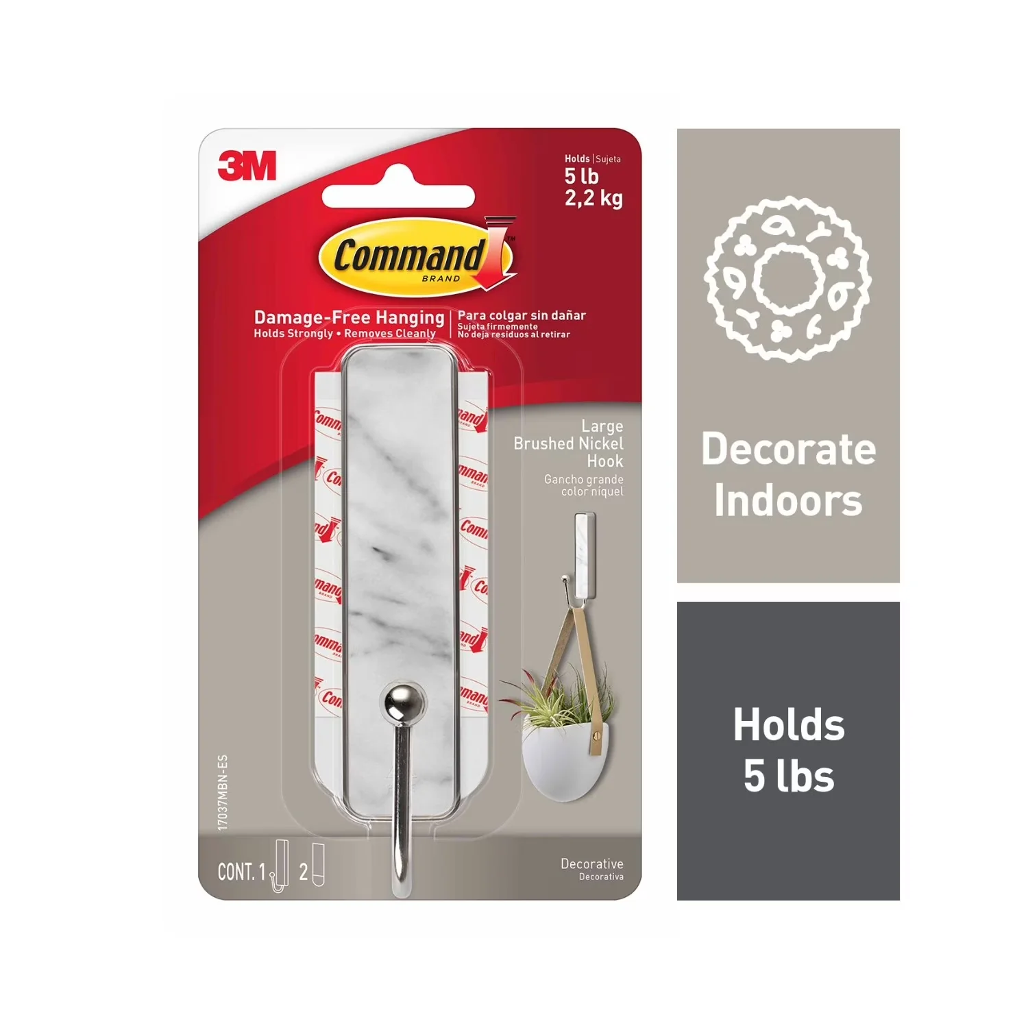 Efficient Damage-Free Hanging with Easy Installation, Wall-Mountable - Plastic Silver Model AAFEC7
