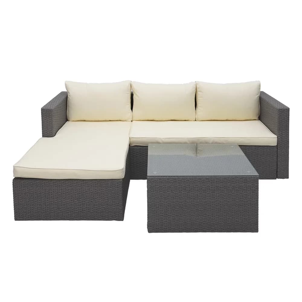 Classic Outdoor Sofas Sectional with Modern, Weather-Resistant - Gray Wicker/Steel Model 58C945