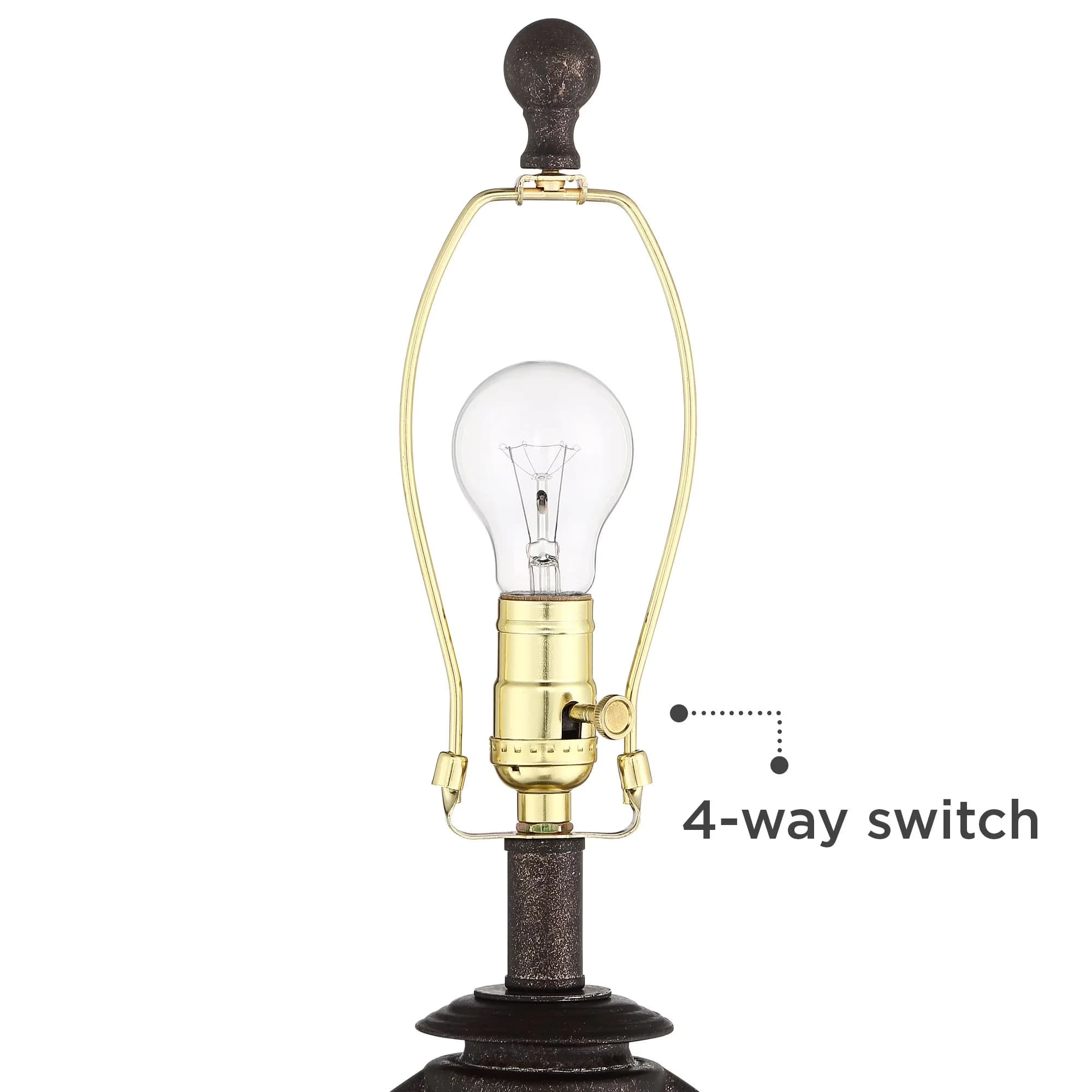 Premium Lamp Set with Incandescent, Rustic/Lodge - Brown Fine Cast Resin for Living Room, Bedroom Model 19DB58