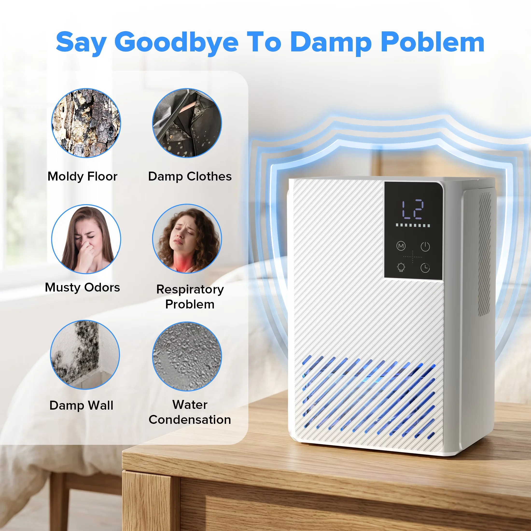 Dehumidifier Modern with LED, Automatic Shut-Off - 24H - Long-Lasting Performance Model 318972