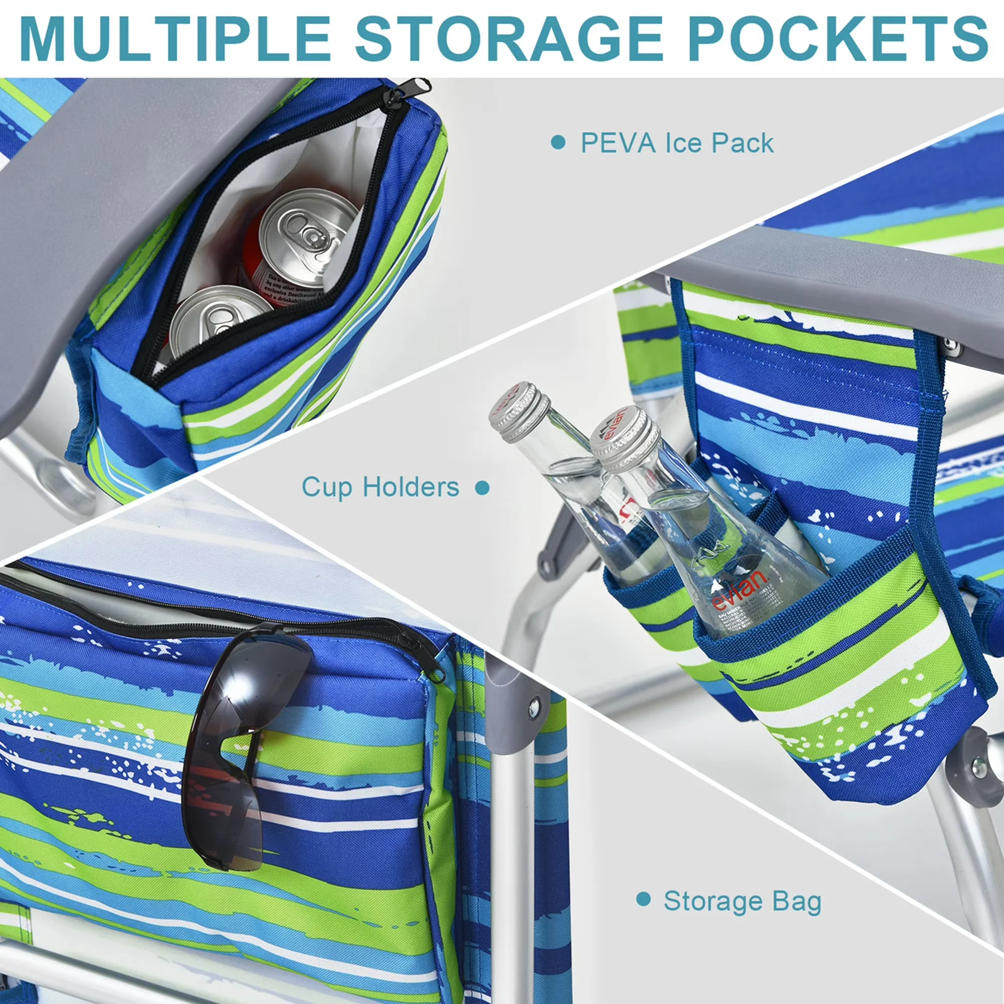 Beach Chair Innovative with Waterproof, Folding, Adjustable - Blue for Daily Use Model C3A961