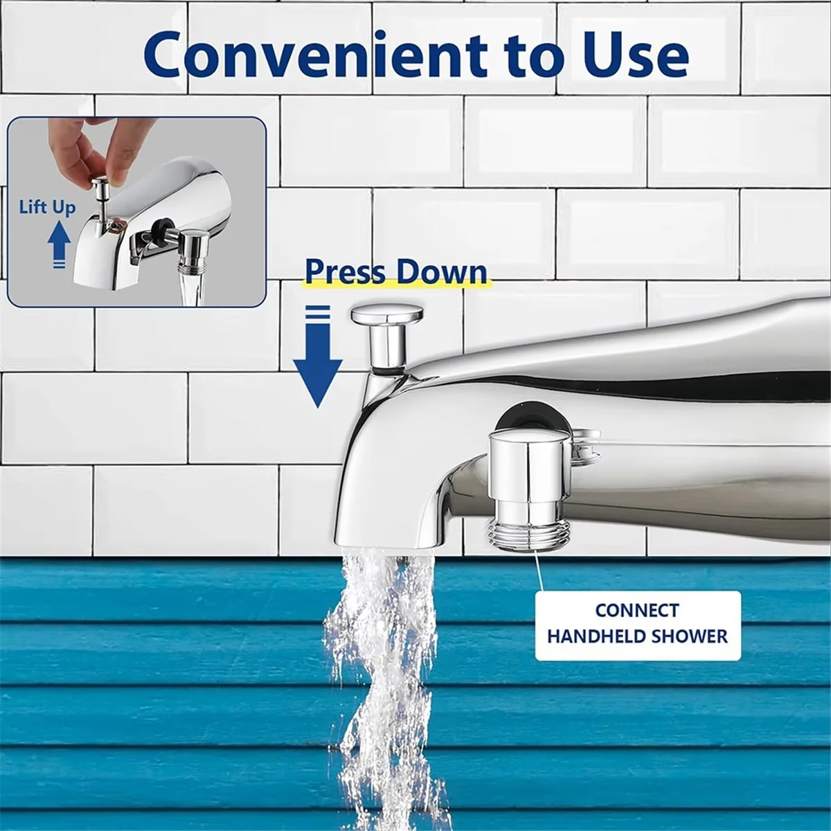 Durable Shower Head with Handheld, Universal, Easy To Install - Zinc Alloy Silver Model D7444F