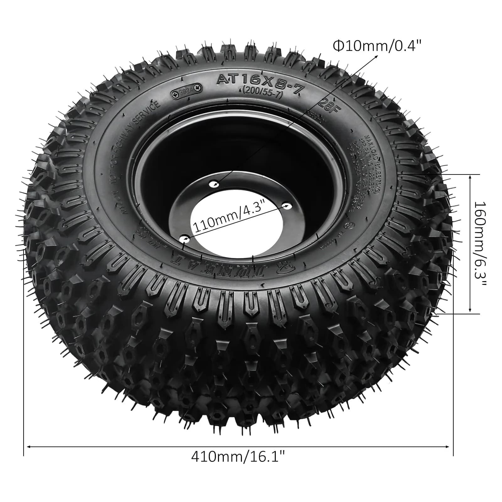 Compact Lawn Mower Tire with Size: 16x8-7 - 16x8x7 - Sleek Profile Model 363D5E