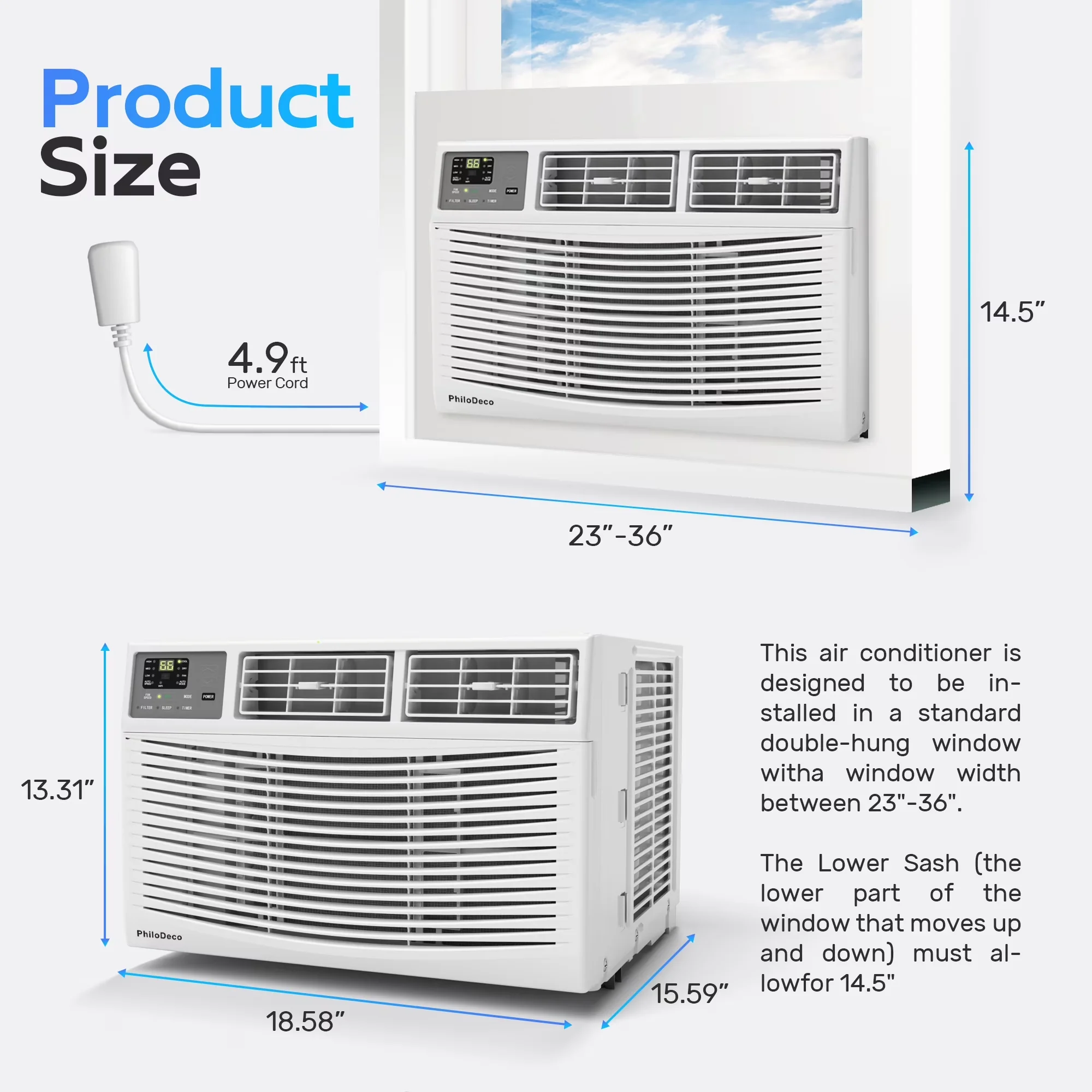 Quality Air Conditioner with LED, 8000 BTU, Remote Controlled - Window Model 862F7F