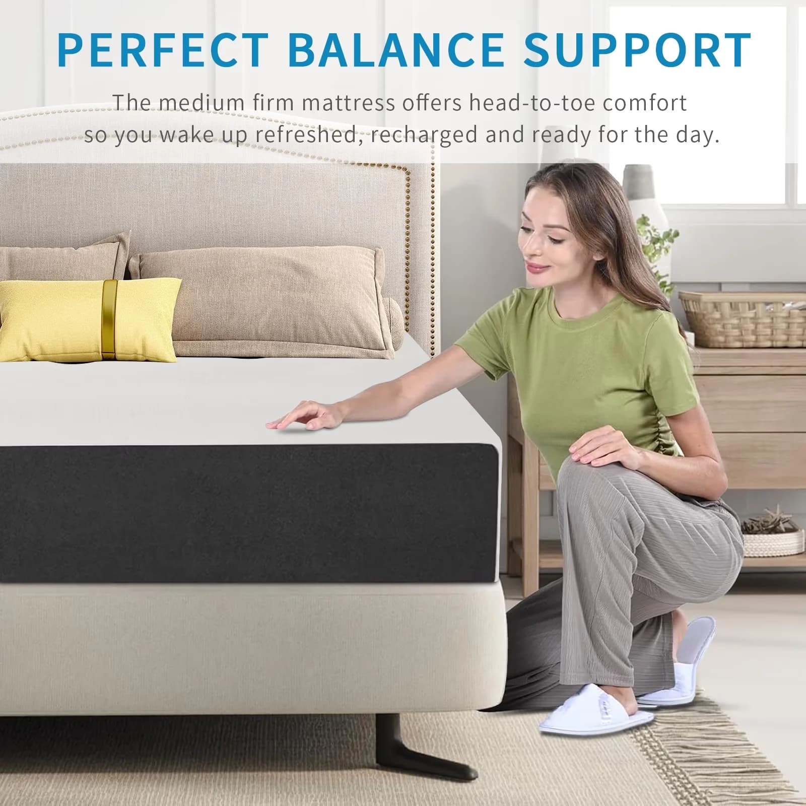 Mattresses Accessory Efficient with Hypoallergenic, Mattress-In-A-Box, Cooling Technology - White Memory Foam Model 62F614