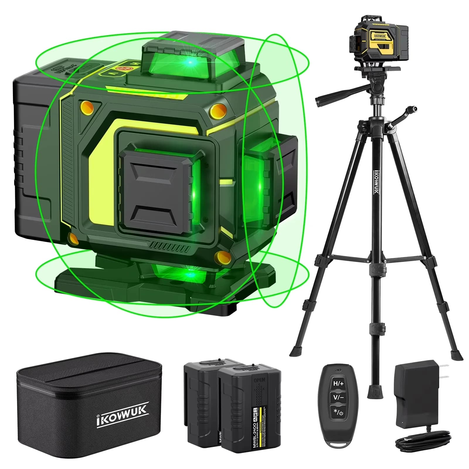 Versatile Measuring Layout with Battery, Accurate Measurement, 4D 360° Self-Leveling Laser Level - Yellow Plastic Model 1AE317