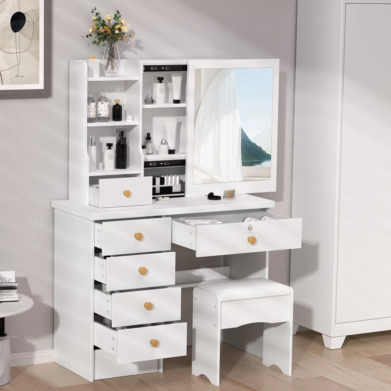 Bathroom Renovation Versatile with Contemporary, Locking, Vanity Desk - White Model 265794