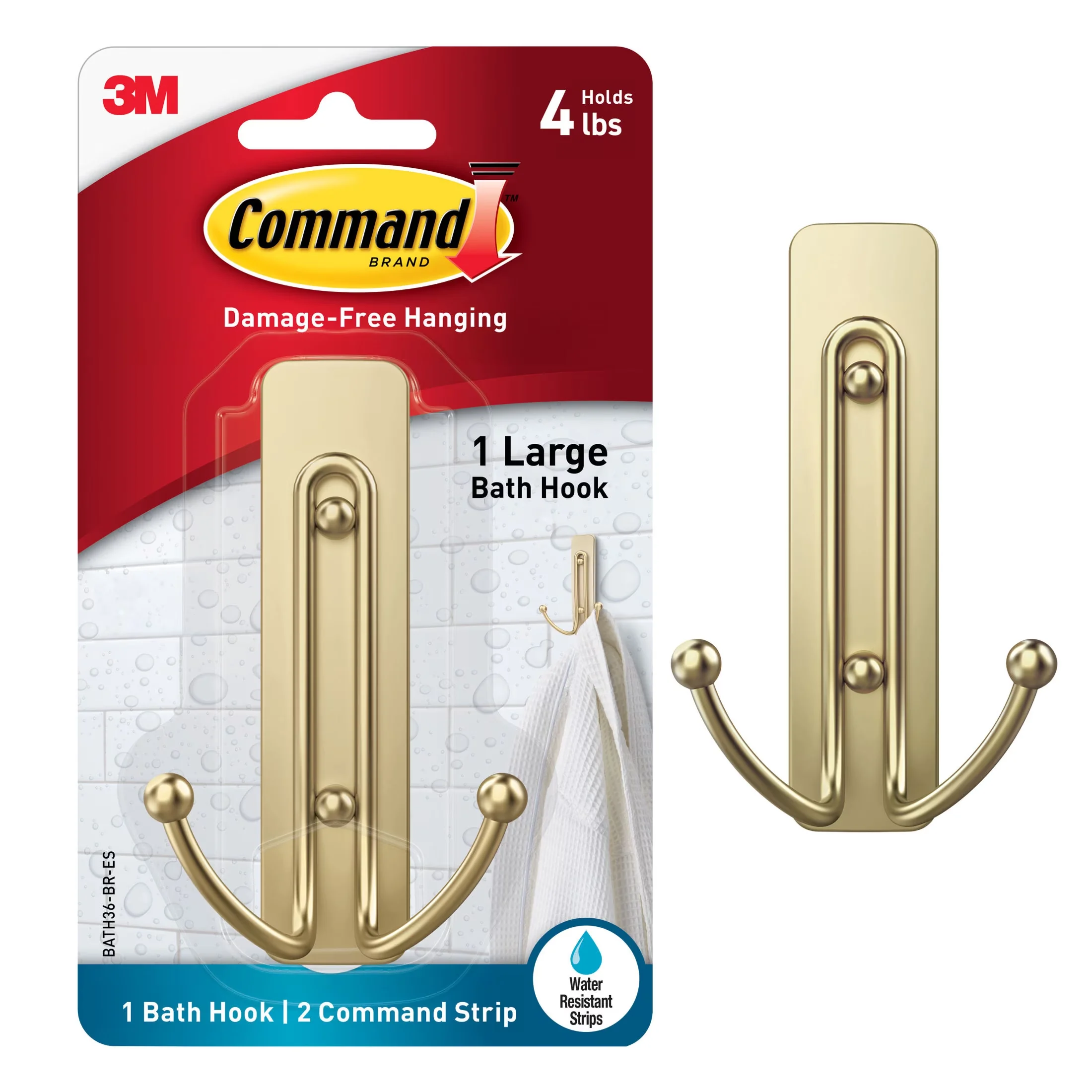 Reliable Damage-Free Hanging with Easy Clean, Holds 4 lb, Bathroom Organization - Plastic L Model E74299