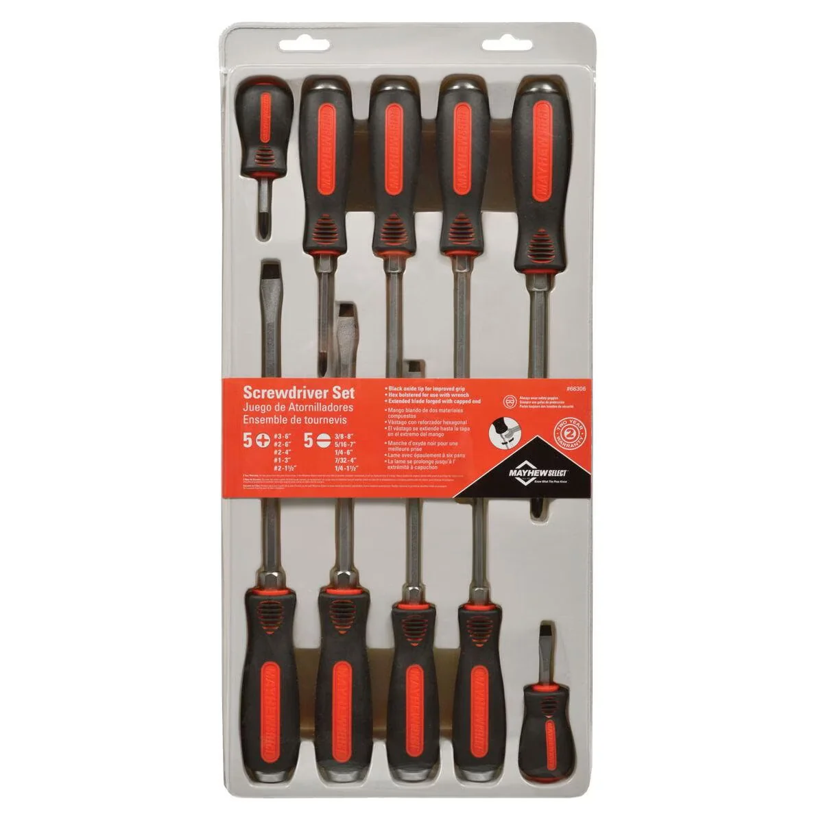 Quality Hand Tool Set with Comfort Grip, Hex bolstered for extra turning power - Steel Black Model 03925B