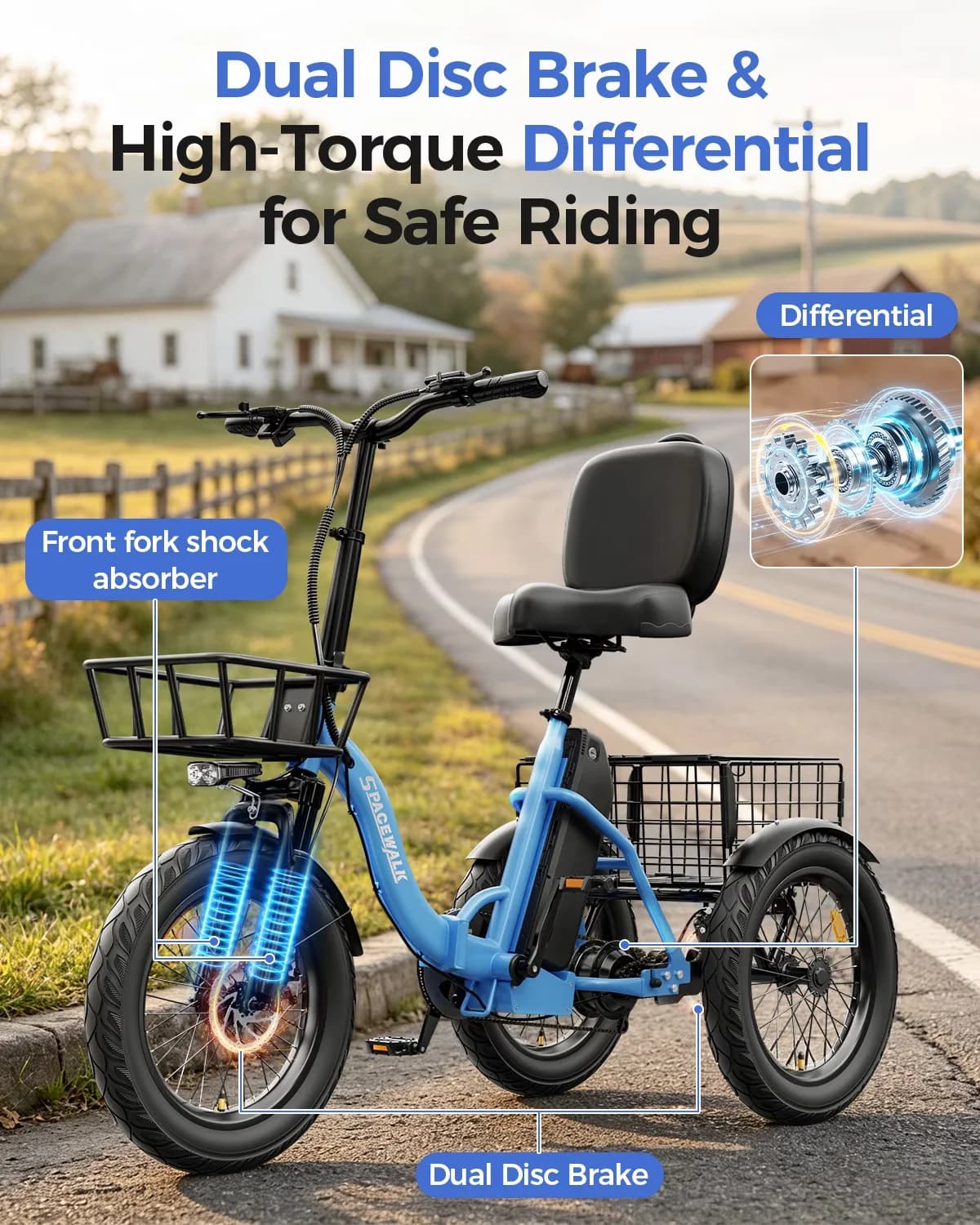 Electric Bike Sleek with Battery, 700W, 48V - Blue - Quality Construction Model 1C2A08