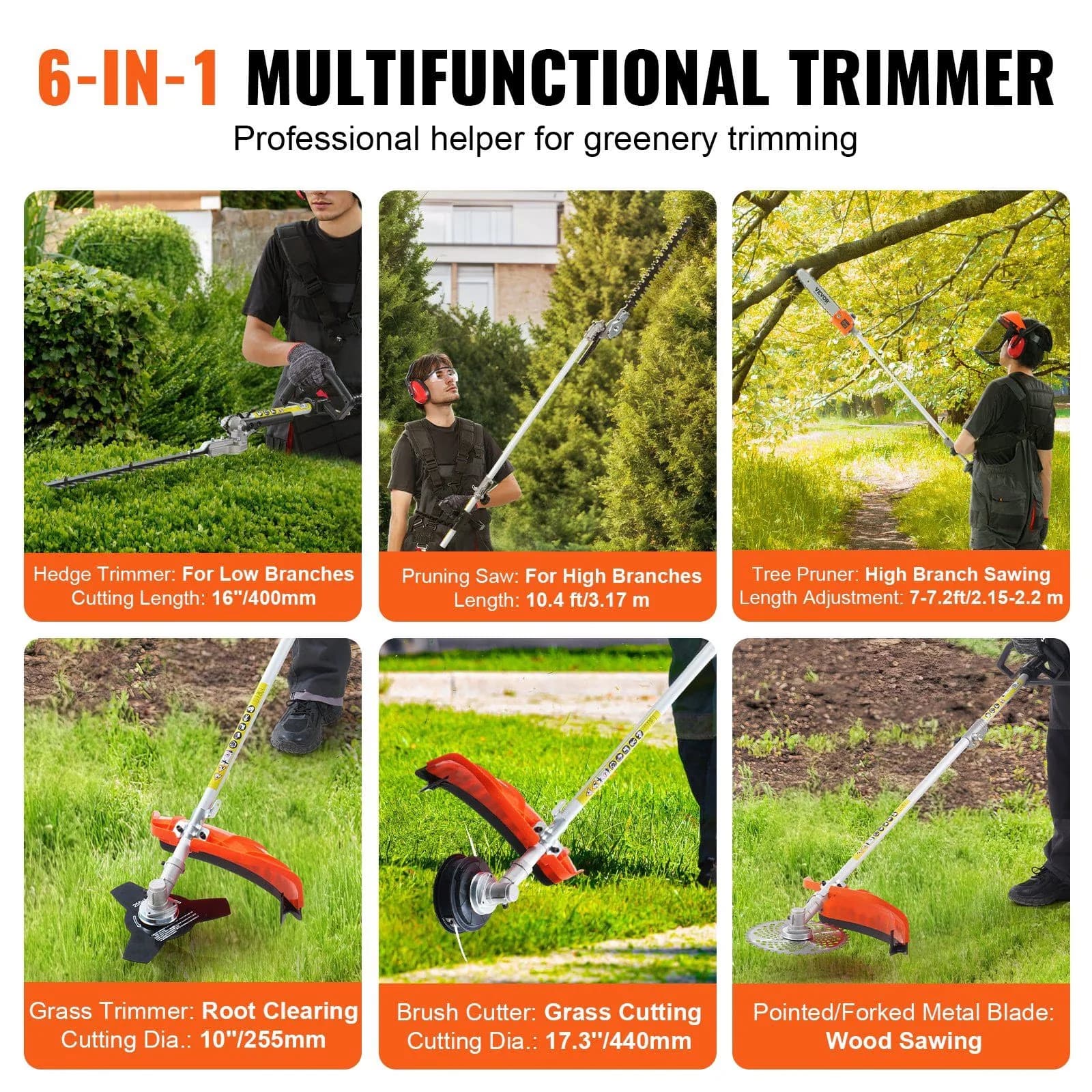 String Trimmer Efficient with Chainsaw Pruner, Brush Cutter for Garden - Model F9386C
