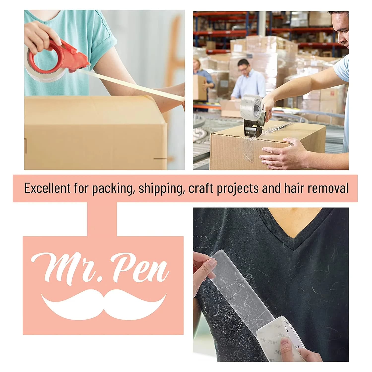 Moving Premium with 6 Pack, 2” Wide, Packing Tape - Clear Plastic - Long-Lasting Performance Model E0DE21