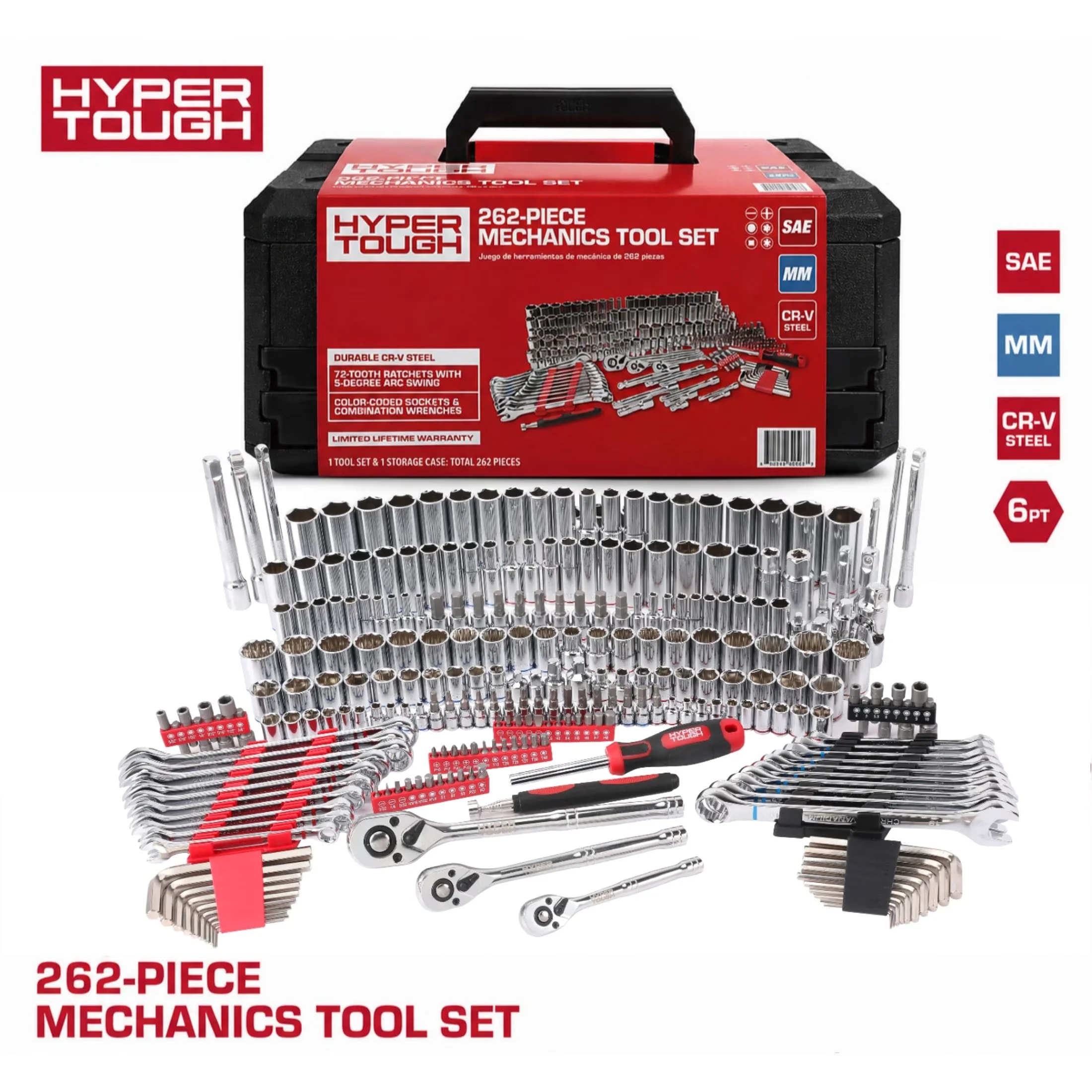 Hand Tool Set Essential with Magnetic, Set includes:, 262-Piece Mechanics (SAE and mm) - Black Model 4E8E7D