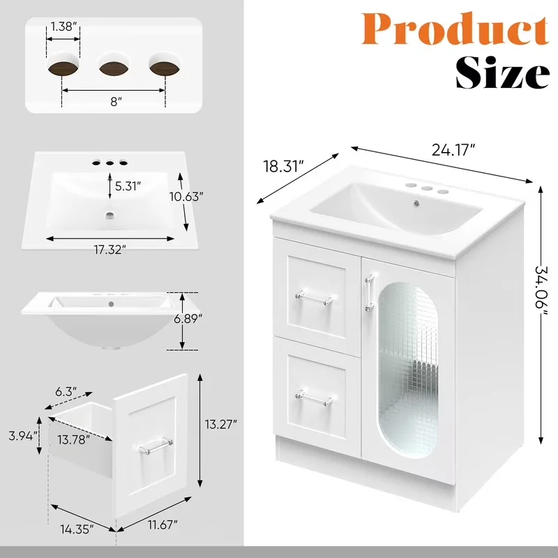 Professional Bathroom Renovation with Ceramic Basin, Undermount Vanity Sink Cabinet - Model 2B403B