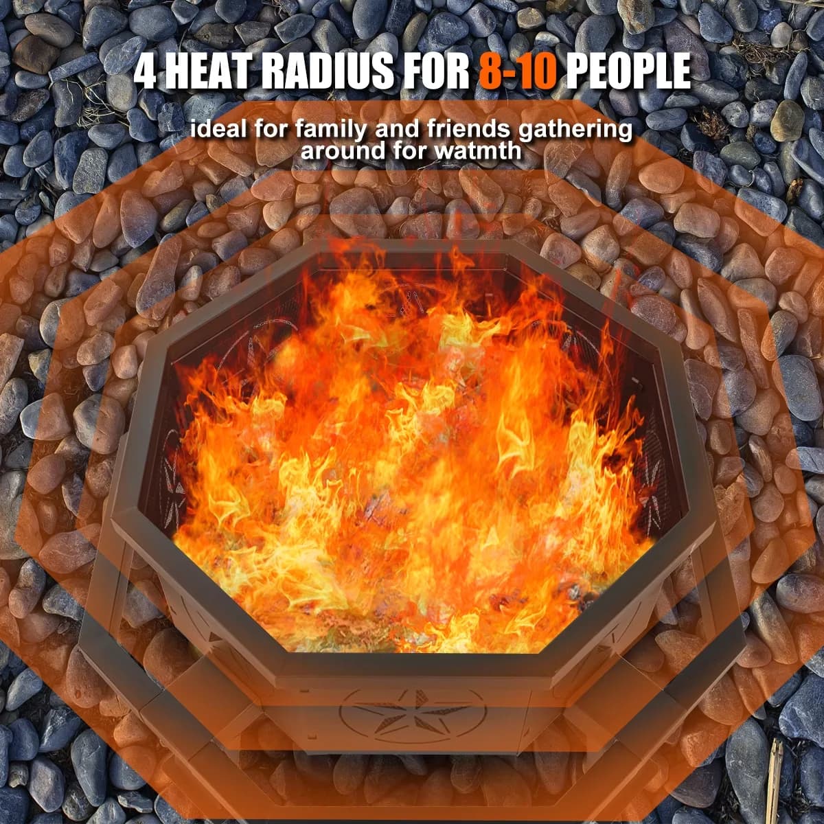 Reliable Outdoor Heating with Portable, 35" Metal Firepit - Metal Black for Patio, Party Model AD55D4