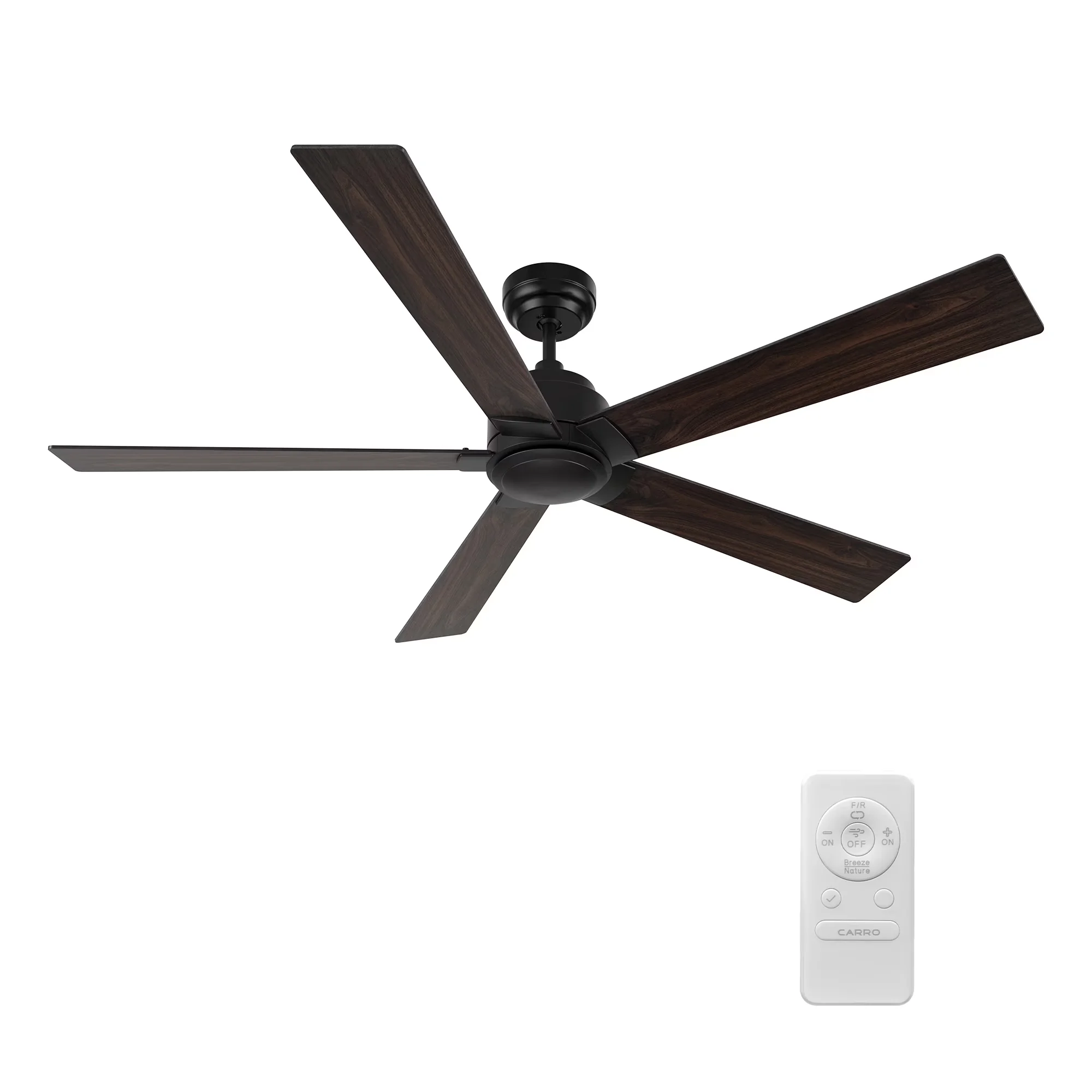 Essential Ceiling Fan with Remote Controlled, Modern, Welland 60" Large - Black Model ADA18B