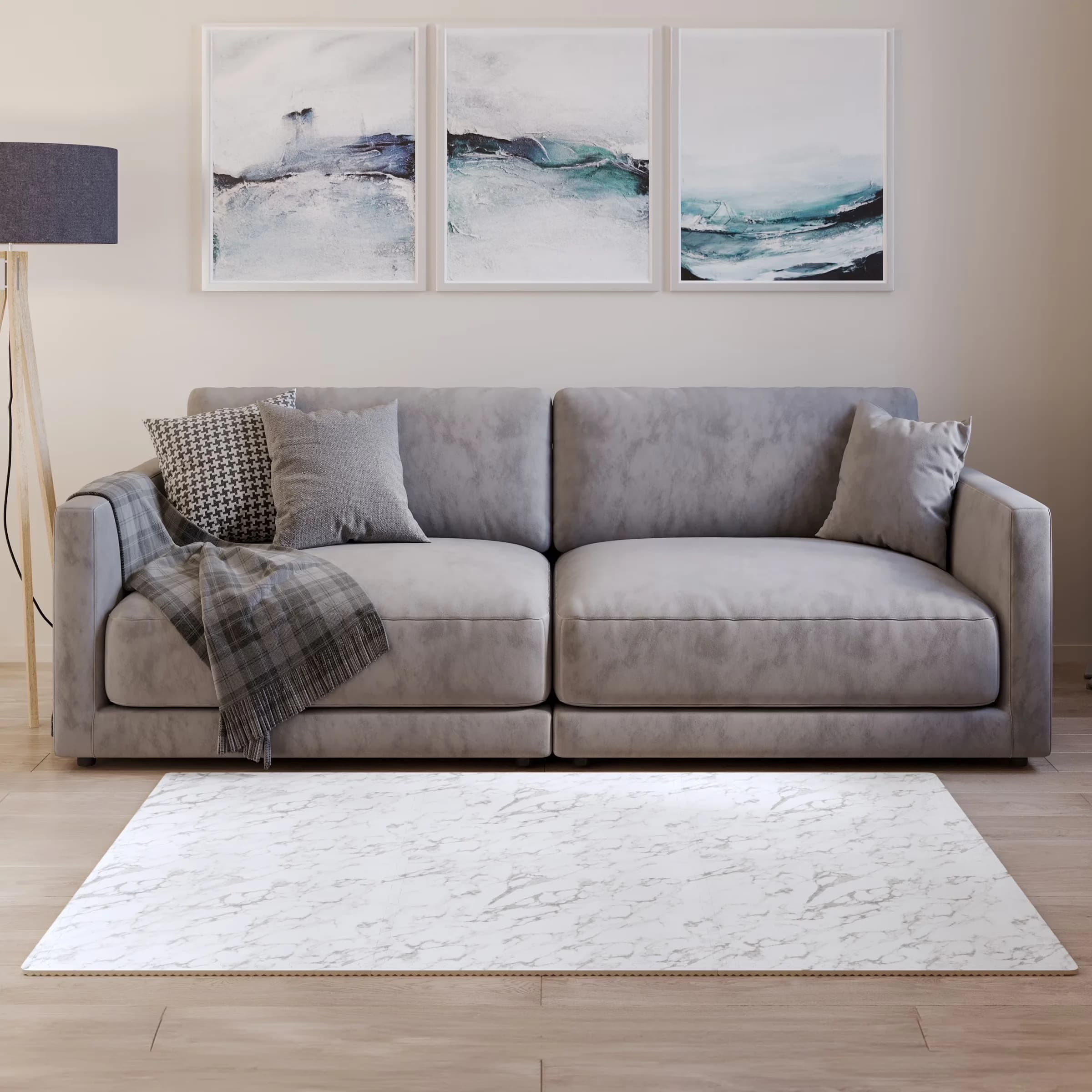 Stylish Grey Vinyl Flooring Vinyl Plank Flooring with Interlocking, Foam Floor Tiles, COLOR - Faux White and Gray Marble. - Eva Foam Model 60F804