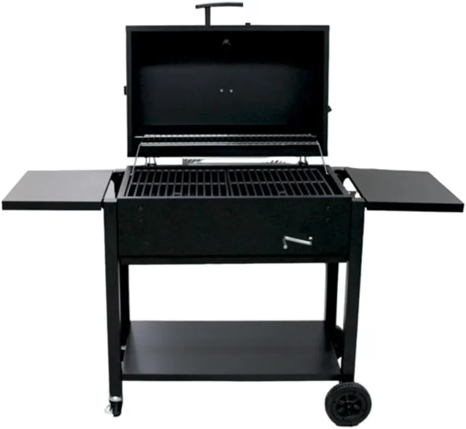 Innovative Flat Top Grill with Adjustable Charcoal Tray, heavy duty steel - Black Cast Iron Steel Model E44835