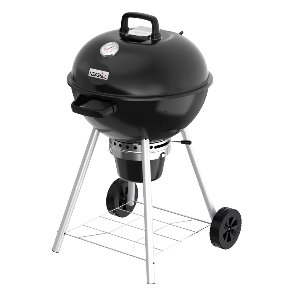 Durable Charcoal Grill with Adjustable Air Vents, Storage Rack, Adjustable Air Vent - Steel Black Model 7246A9