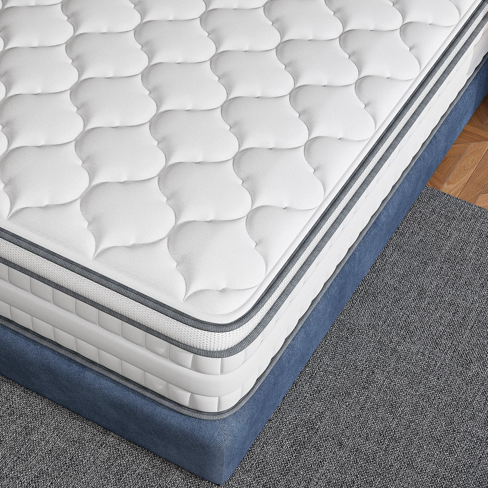 Mattresses Accessory Sleek with Cooling Technology, Mattress-In-A-Box, Pressure Relief & Motion Isolation White - White Foam,Fabric Model EFEB96