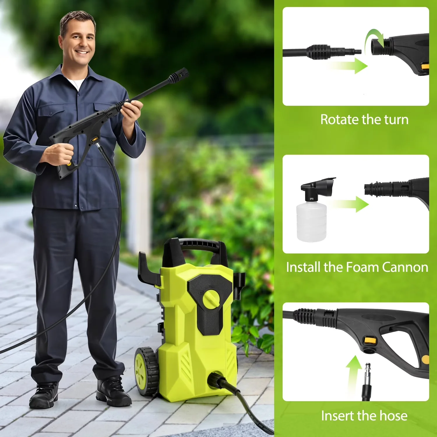 Essential Pressure Washer with 2000W, Quick Connect Tips, 4000 PSI 2.8 GPM Electric 2000W Power - Model 593BED