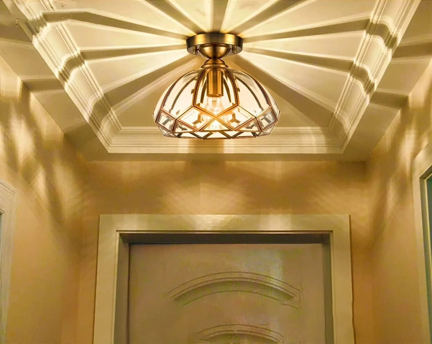 Innovative Ceiling Lights Fixture with LED, Dimmable, Energy Efficient - Gold Brass Model B63FAD