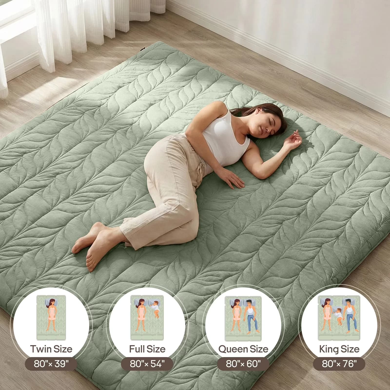 Mattresses Accessory Classic with Antimicrobial, Breathable Construction - 100%Cotton, Memory Foam Green Model E81A22