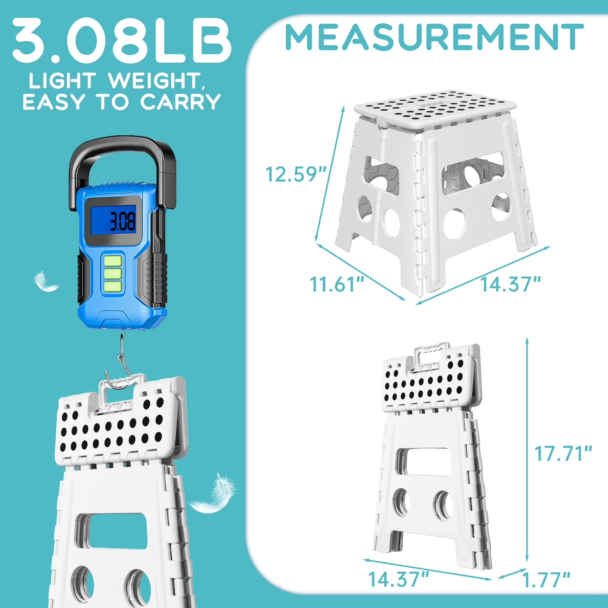 Ladders And Step Stool Reliable with Foldable, Anti-Slip, 13 Inch Folding - Abs White Model C2CC07