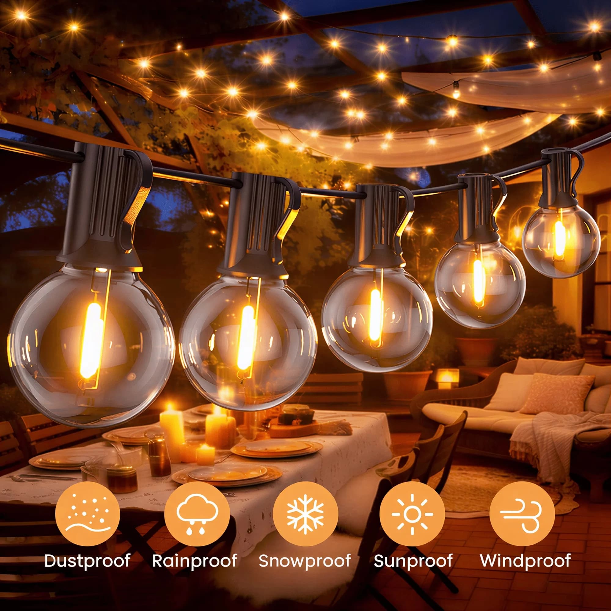 Premium Novelty Light with LED, Waterproof, Weatherproof - White G40 for Everyday Use Model BECDA7