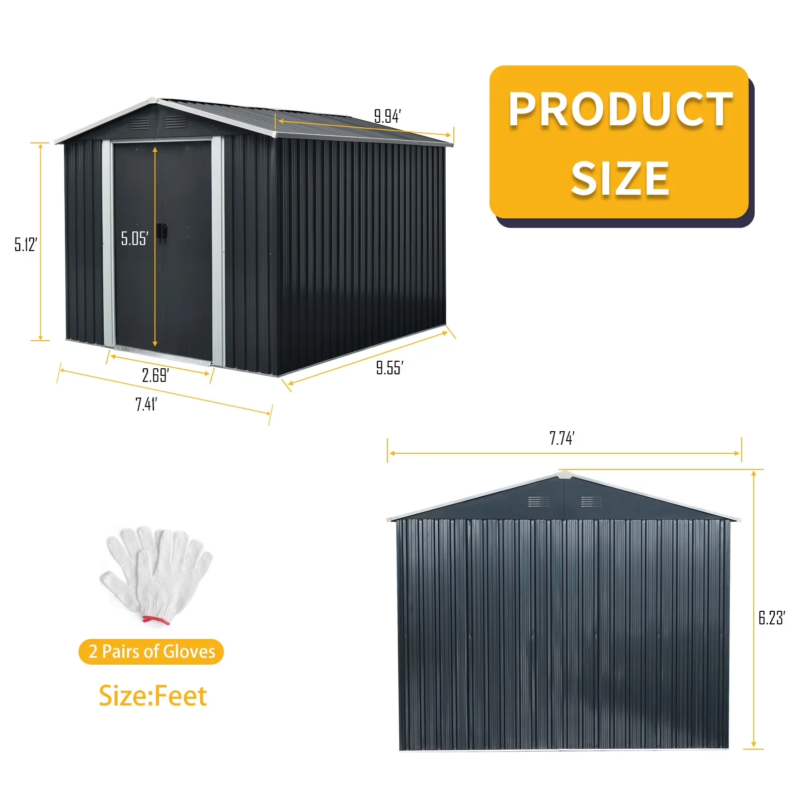 Classic Shed with Rust Resistant, Waterproof, Uv Resistant - Black#5 Iron Model 4FFAB4